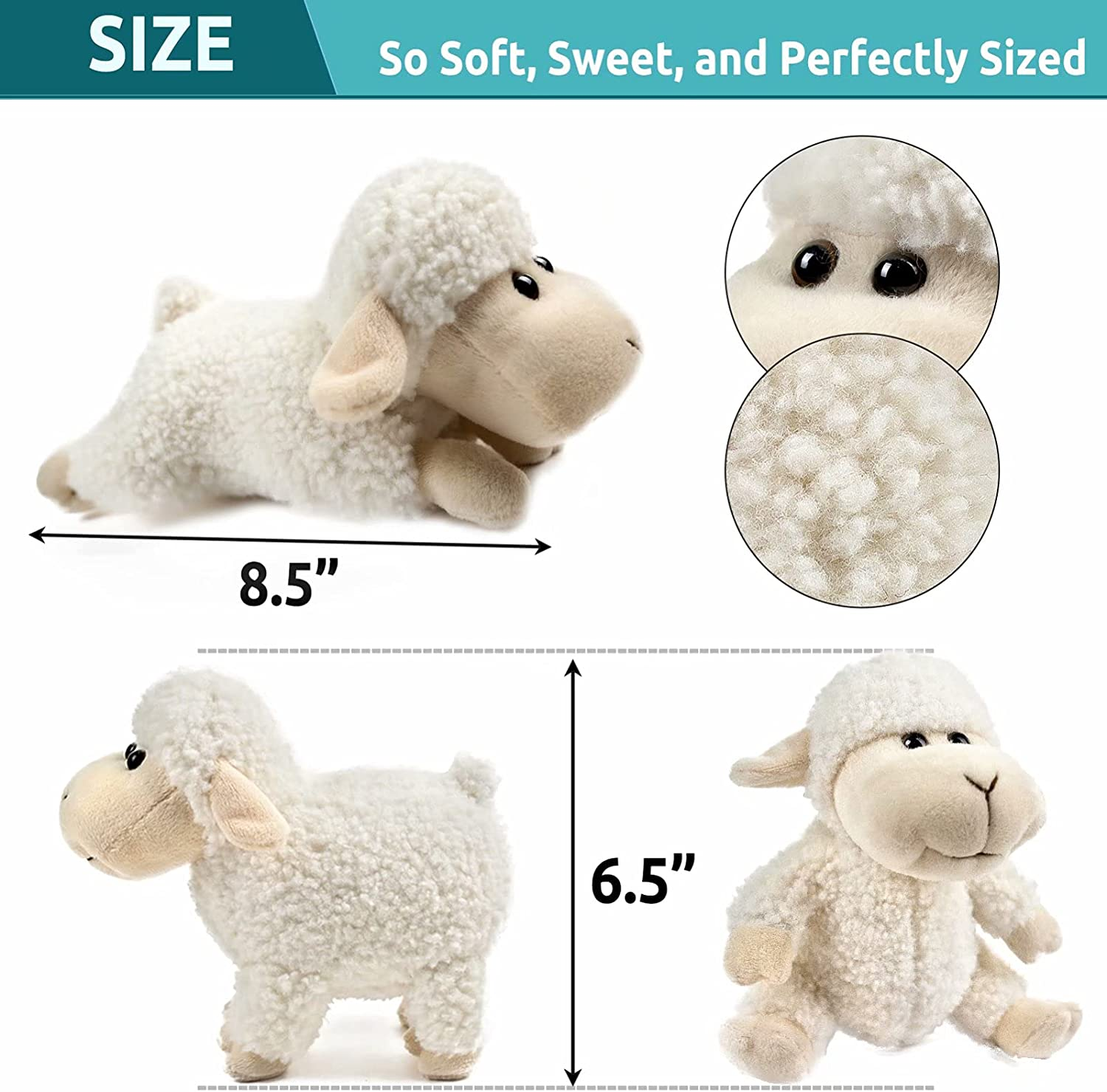 Stuffed Animal Lamb Plush Toy 3 Pcs - Cute and Soft Sheep Gifts for Kids, Boys and Girls - Black Lamb Toys - Black Sheep image number 2