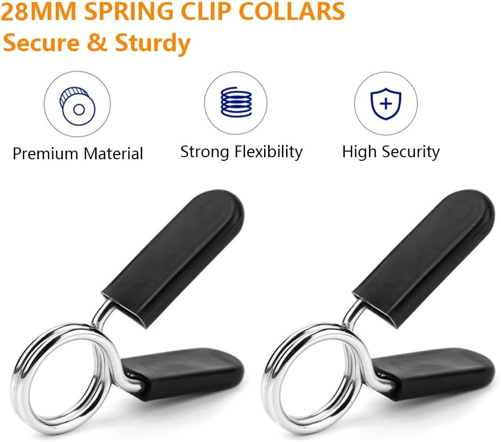 Barbell Clamps, Stainless Steel Spring Collar Clips and ABS Locking Barbell Collar, Pack of 4 Exercise Collars Quick Release Fitness Bar Clips Weight Lifting Dumbbell Weight Bar Clamps - 28Mm image number 4