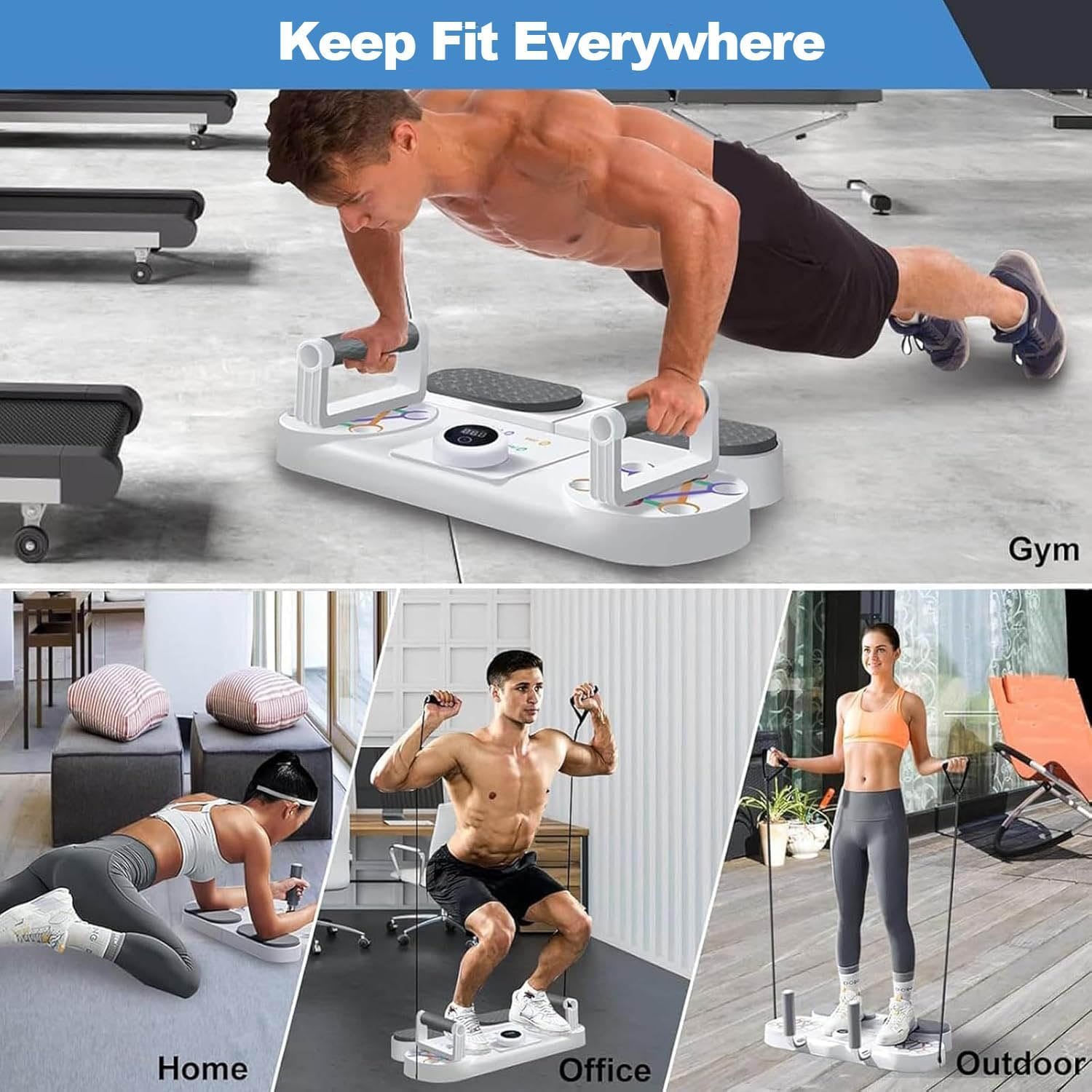3 in 1 Push up Board with Automatic Smart Counter,Home Workout Equipment for Men & Women, Portable Exercise Equipment,Abs Training, with Resistance Band,Professional Pushup and Core Strength image number 4