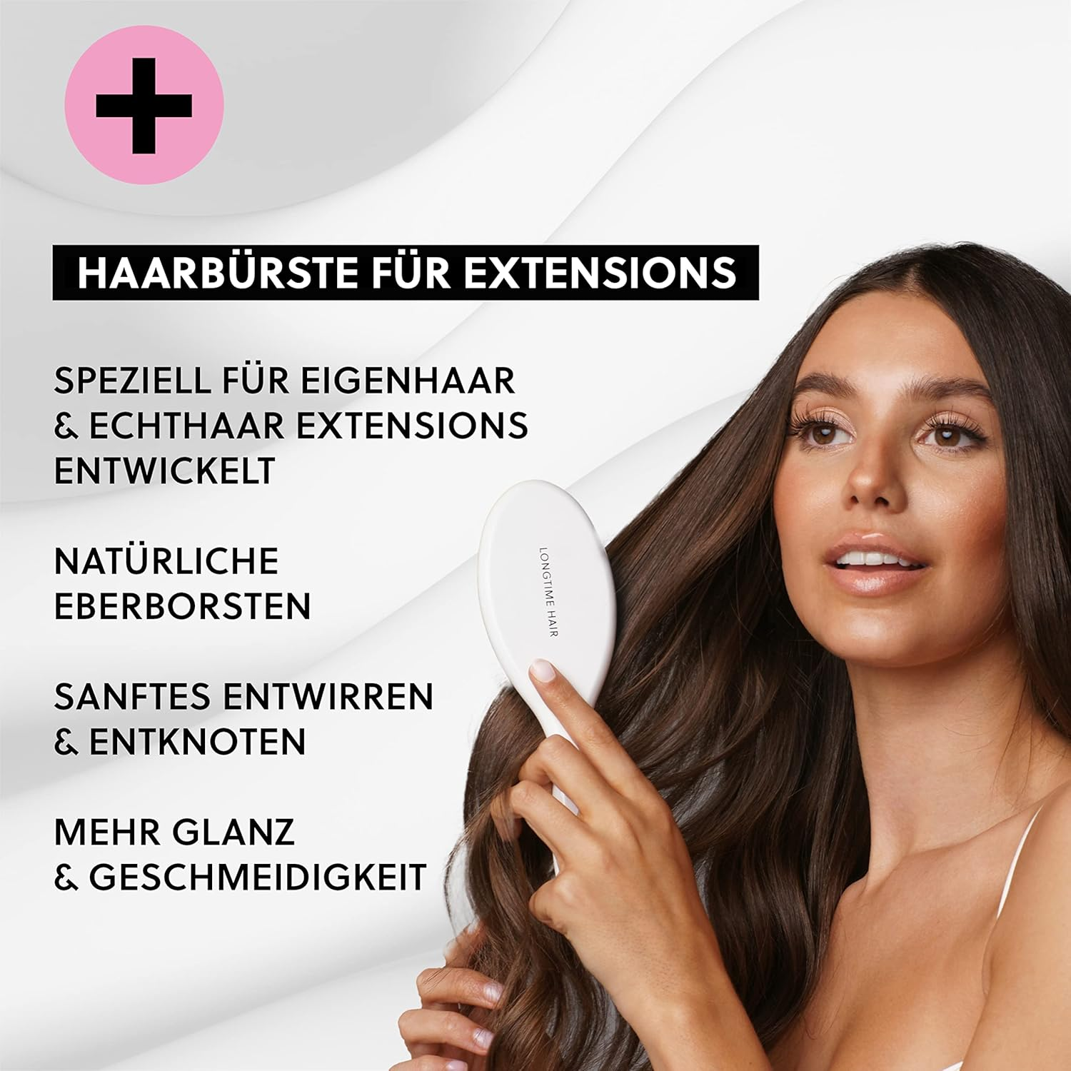 Longtime Hair&reg; Hair Brush for Extensions, Care Brush for Hair Extensions, Wig and Toupees, Wooden Handle with Boar Bristles and Nylon Bristles, Ideal for Detangling and Caring for Real Hair Extensions image number 5