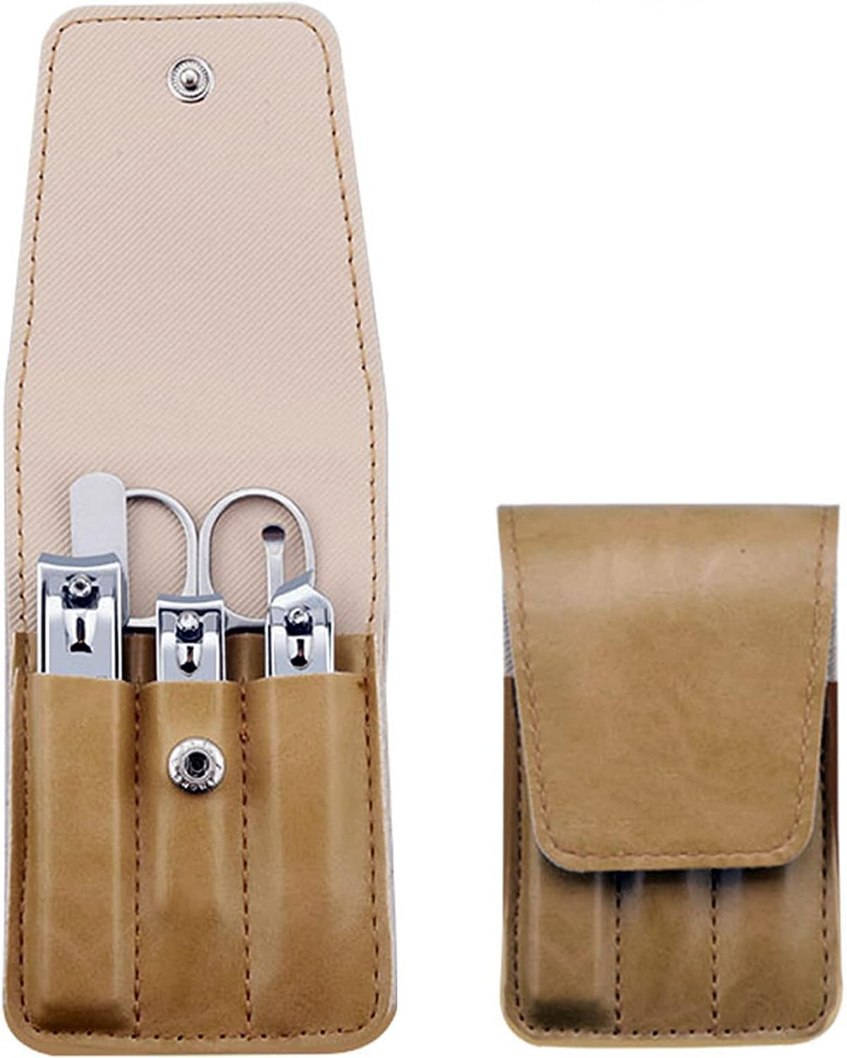 LABUBU Nail Clipper Set, 6 Pcs Toenail Clippers, Stainless Steel Fingernail Clipper, and PU Leather Manicure Set (Beige) image number 6