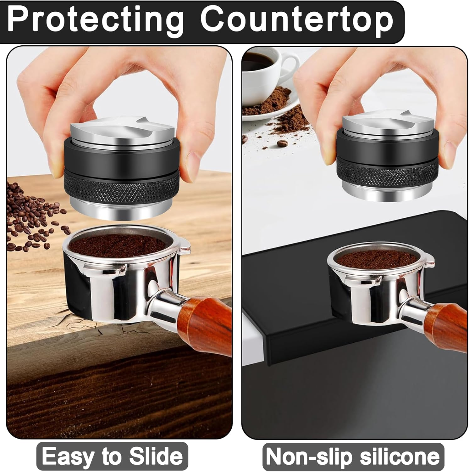 Silicone Coffee Tamper Mat - Non-Slip Stable Base for Espresso Machine, Ideal for Caf&eacute;, Office & Home Bar, Protects Countertops (Black) image number 3