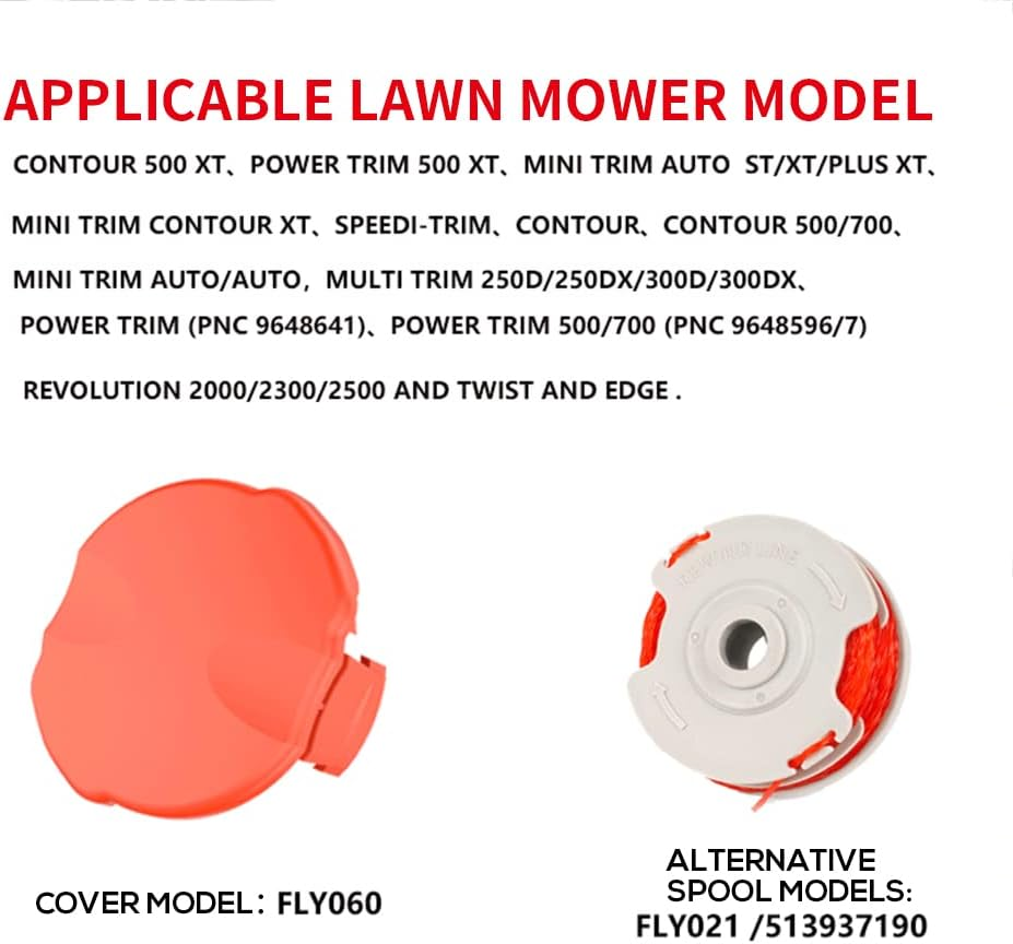 String Trimmer Line for Flymo FLY021/FLY060, Replacement 36FT 0.06" Autofeed String Spool Line Replace for Contour, Contour XT, Mini Trim Car, Mini Trim Auto ST, Mini Trim Auto XT, Power Trim (4) image number 3