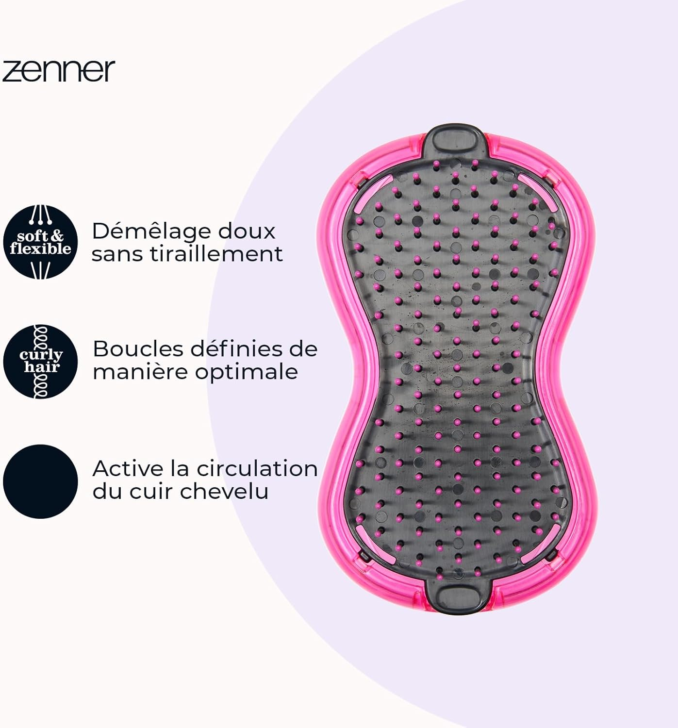 Zenner DUOO Brush - 2-In-1 Detangling Brush for Wet and Dry Hair - Reversible Design with Integrated Storage Compartment - Easy to Clean for Everyday and Travel image number 4