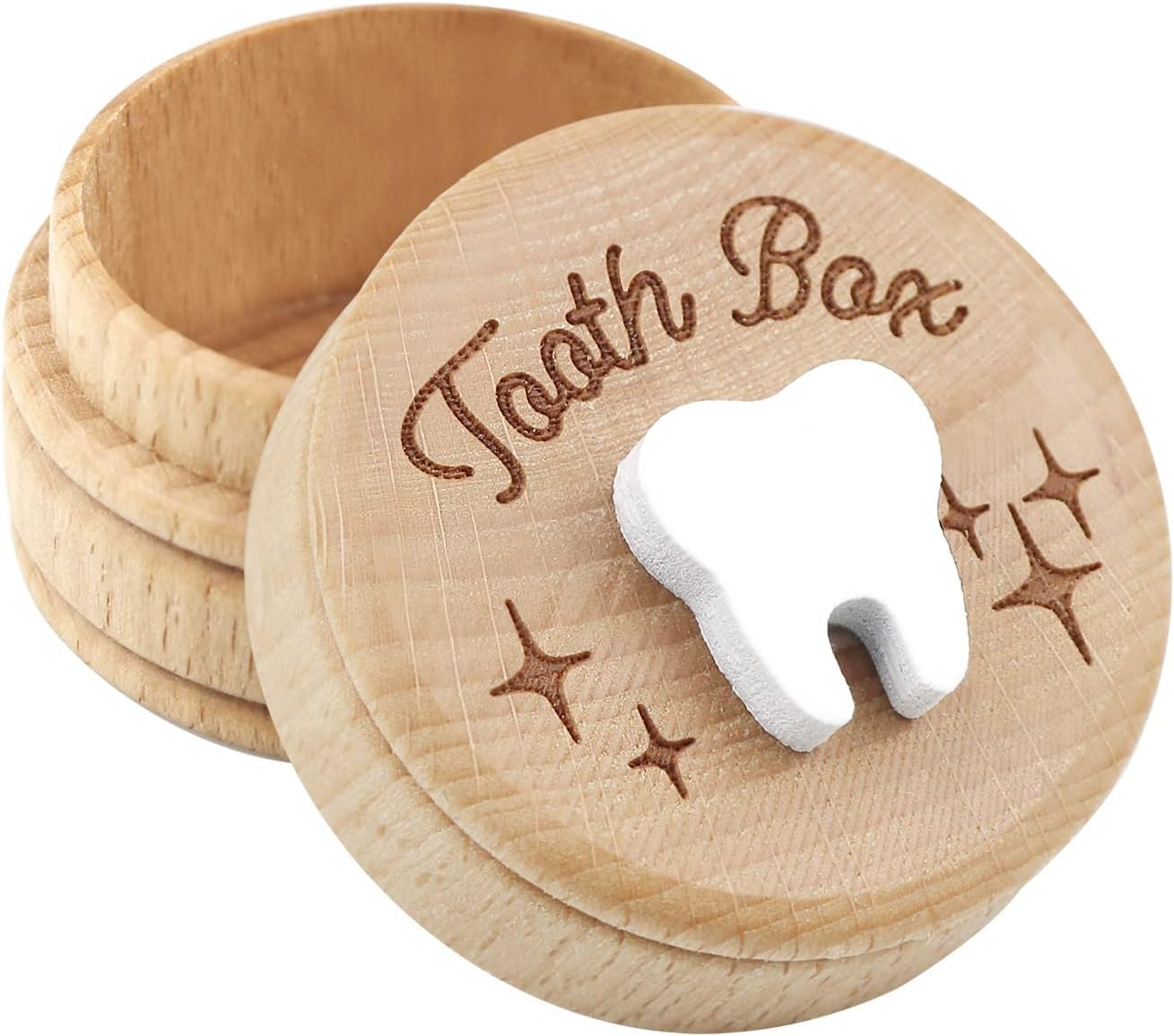 Wooden Tooth Fairy Box Dropped Tooth Keepsake Storage Box for Boys and Girls Cute Lost Tooth Holder Toddler Teeth Case image number 2