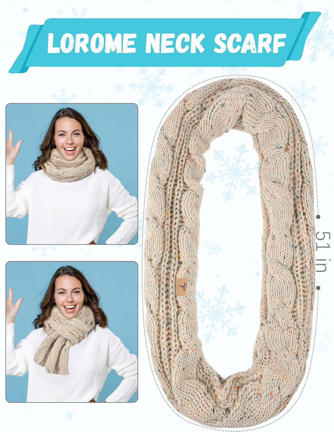 Winter Beanie Hat Scarf Gloves, Warm Fleece Knit Winter Hats Touch Screen Gloves Neck Scarf Set Winter Gifts for Unisex Adult image number 3