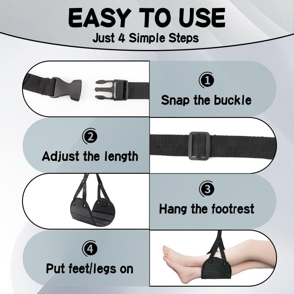 Airplane Foot Hammock Travel Essentials - Foot Rest under Desk for Flying and Plane Comfort - Repose Pied Flight Footrest image number 5