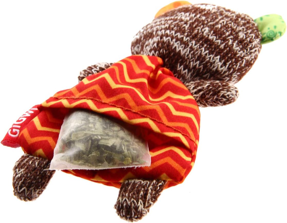 Gigwi Catnip Series Refillable Bear Ziplock Cat Toy with 3 Bags, Red image number 2