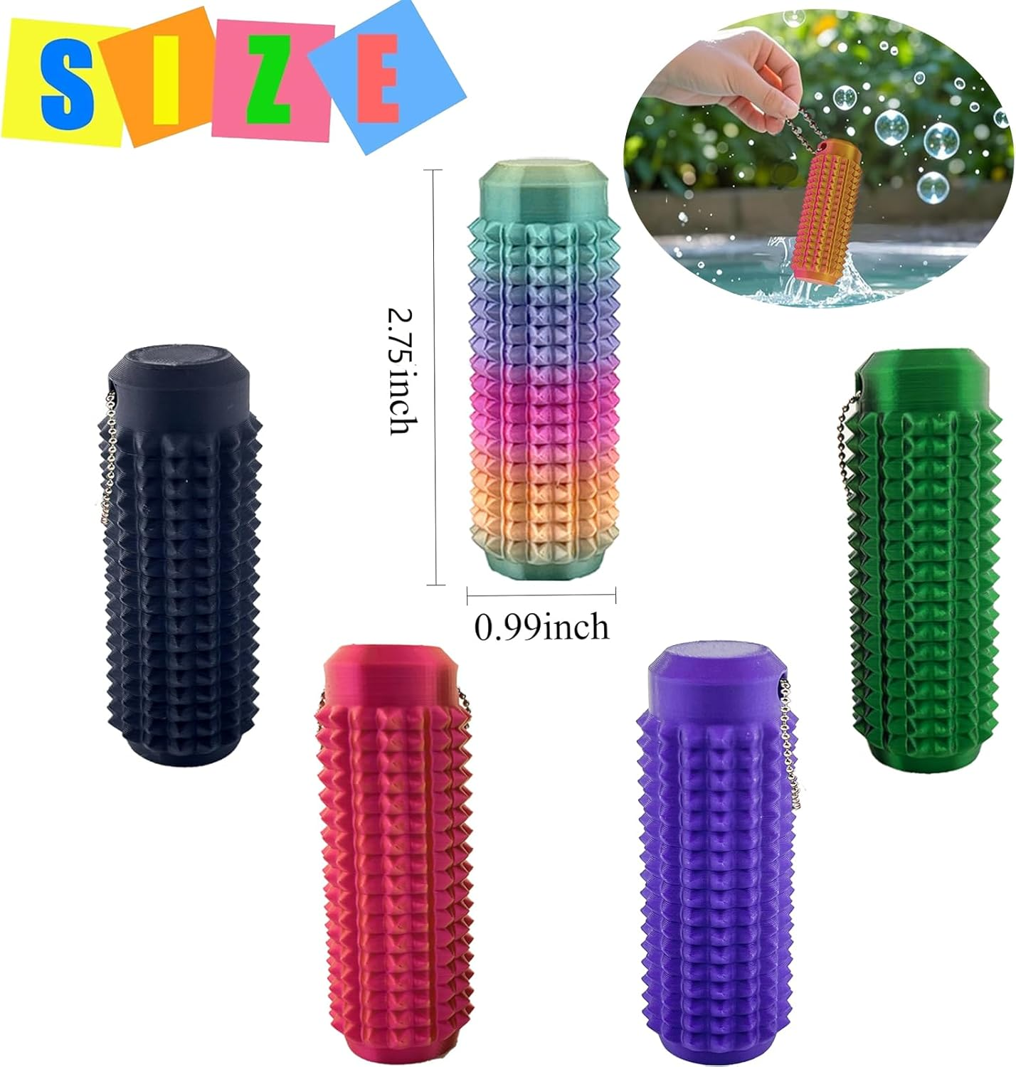 Little Ouchies Fidget, Pocket Mini Fidget Toy for Adults, Pain Stim Fidget,Spiky Grippie Stim Keychain for Anxiety Relief Positive 2Pcs (Blue Green+Red Gold) image number 1