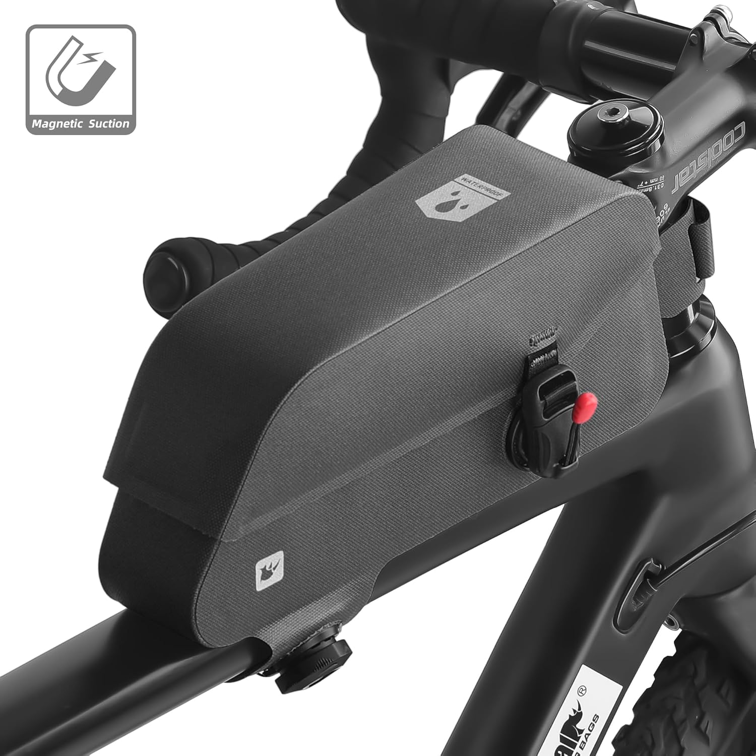 Rhinowalk Bike Top Tube Bag Bike Frame Bag Fully Waterproof and Stable Bicycle Frame Bag Bicycle Bag Professional Cycling Accessories for Mountain Road Bike-Black image number 4