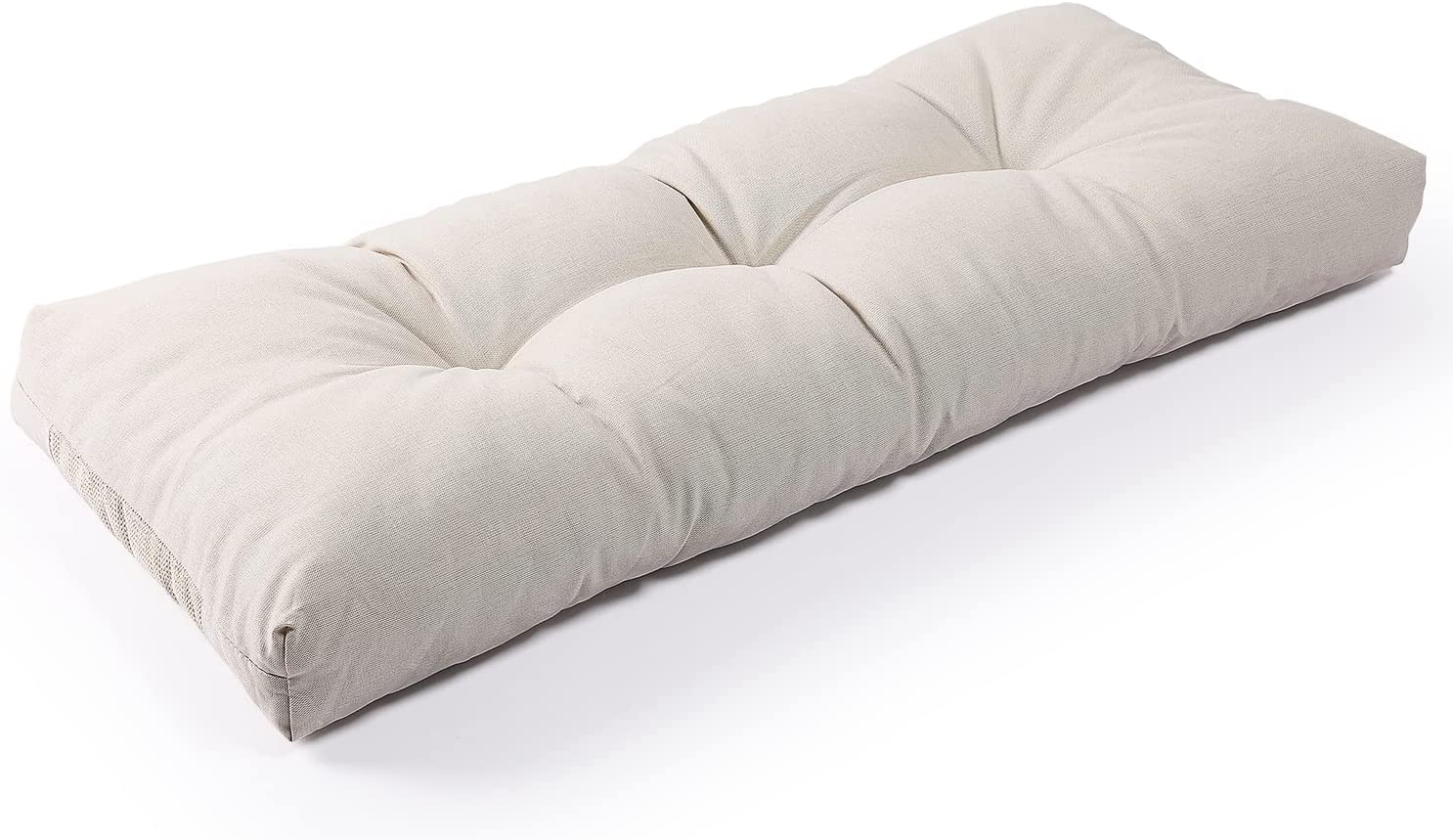SUNROX Lokgrip Non Slip Tufted Memory Foam Bench Cushion, Fadeshield Water Resistant Durable Thicken Outdoor/Indoor Bench Seat Pads 36X14X4 Inch, Cream