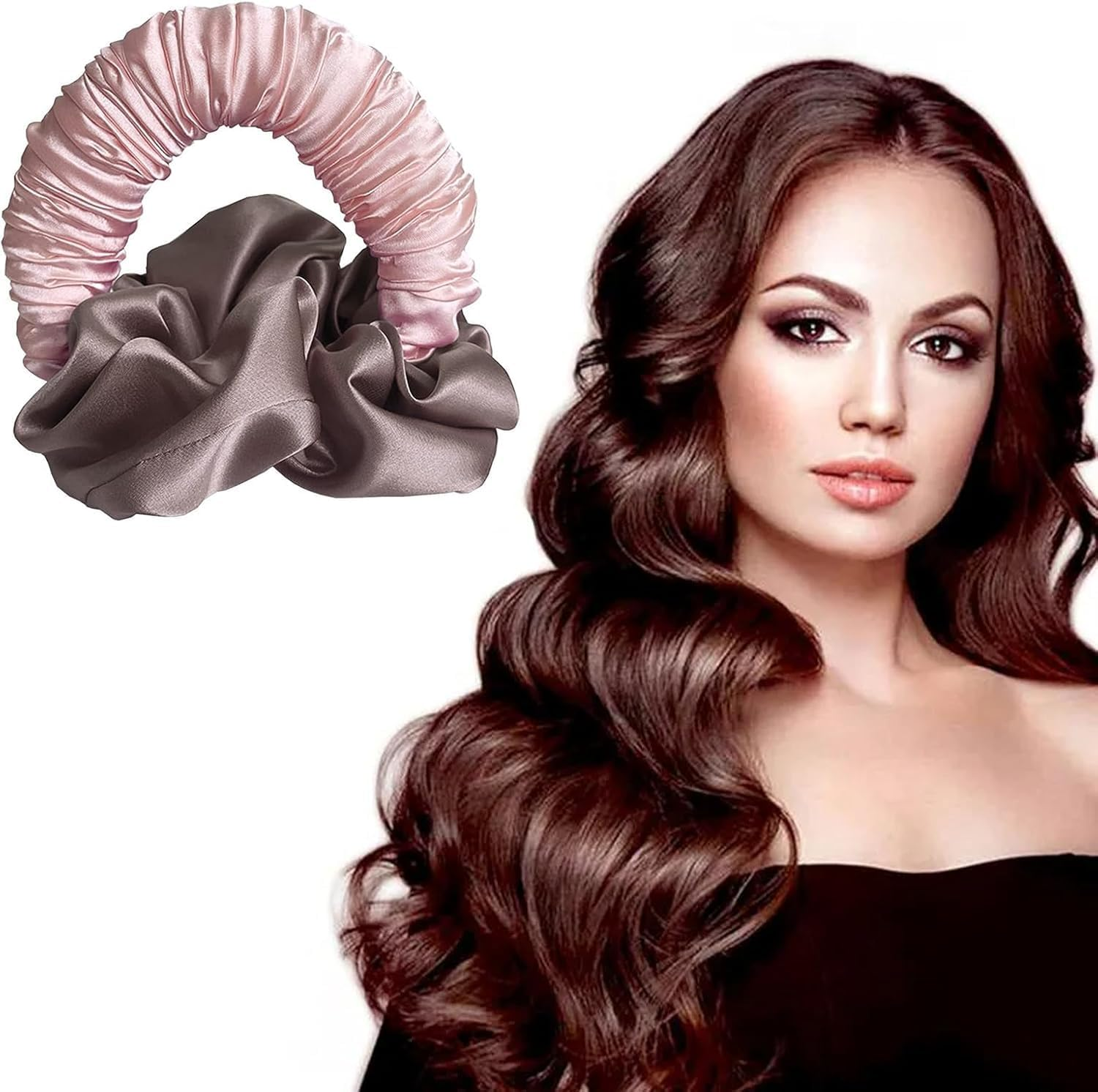 No Heat Scrunchie Hair Curler Ponytail Hairband, 1Pc Soft Sleep Tie Scrunchie Silk Lazy Rollers, Lazy Scrunchie Hair Curler Hairband Styling Tool for Easy Hairstyles image number 5