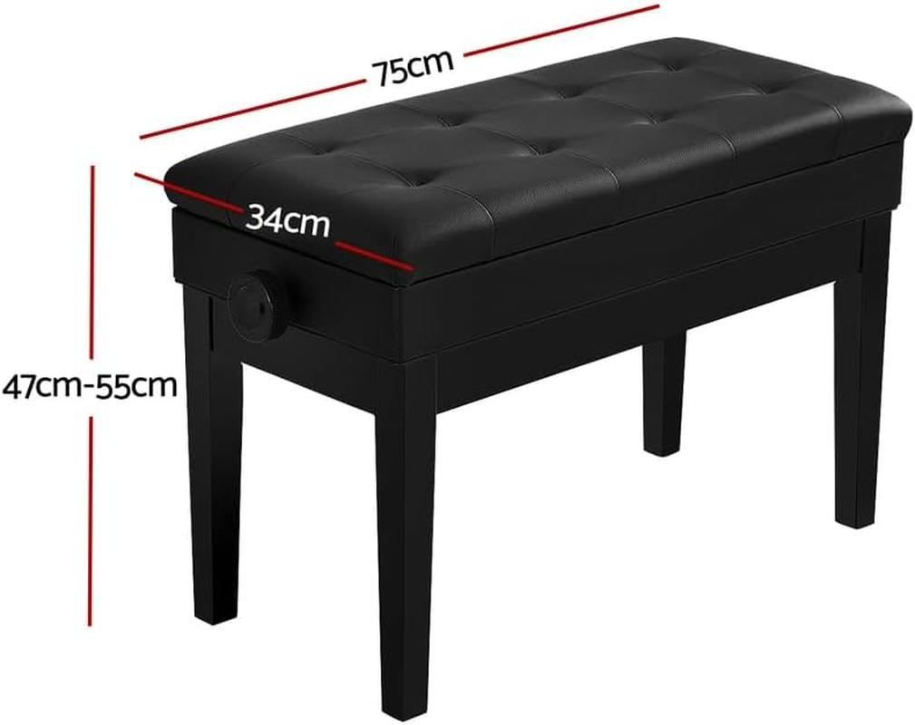 Alpha Piano Bench Stool Adjustable Height Keyboard Seat W/Storage Wooden Chair