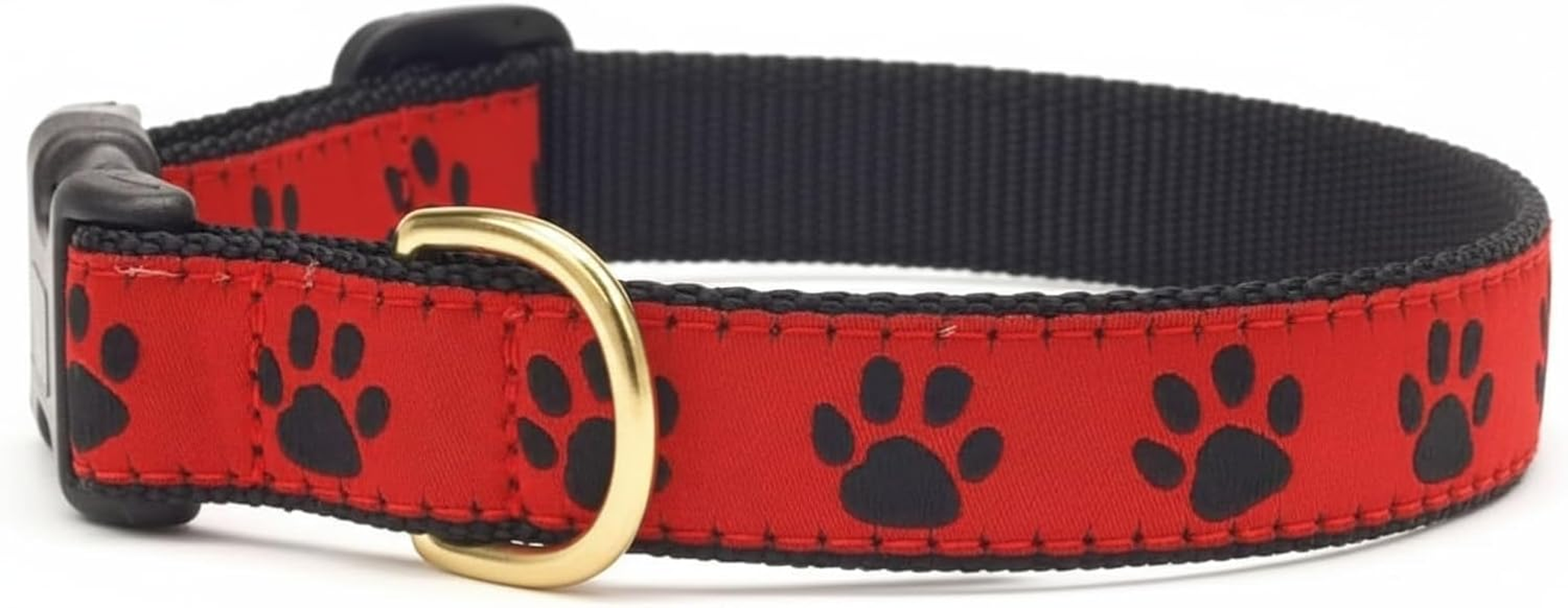 Up Country Red Black Paw Dog Collar - Large (Wide)