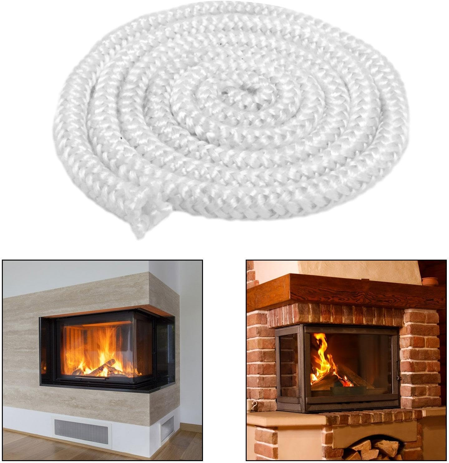 Qianly Fireplace Seal Rope Cord Fireplaces Fibreglass Rope Replacement Door Gasket 1Pcs, 14Mmx3M image number 6