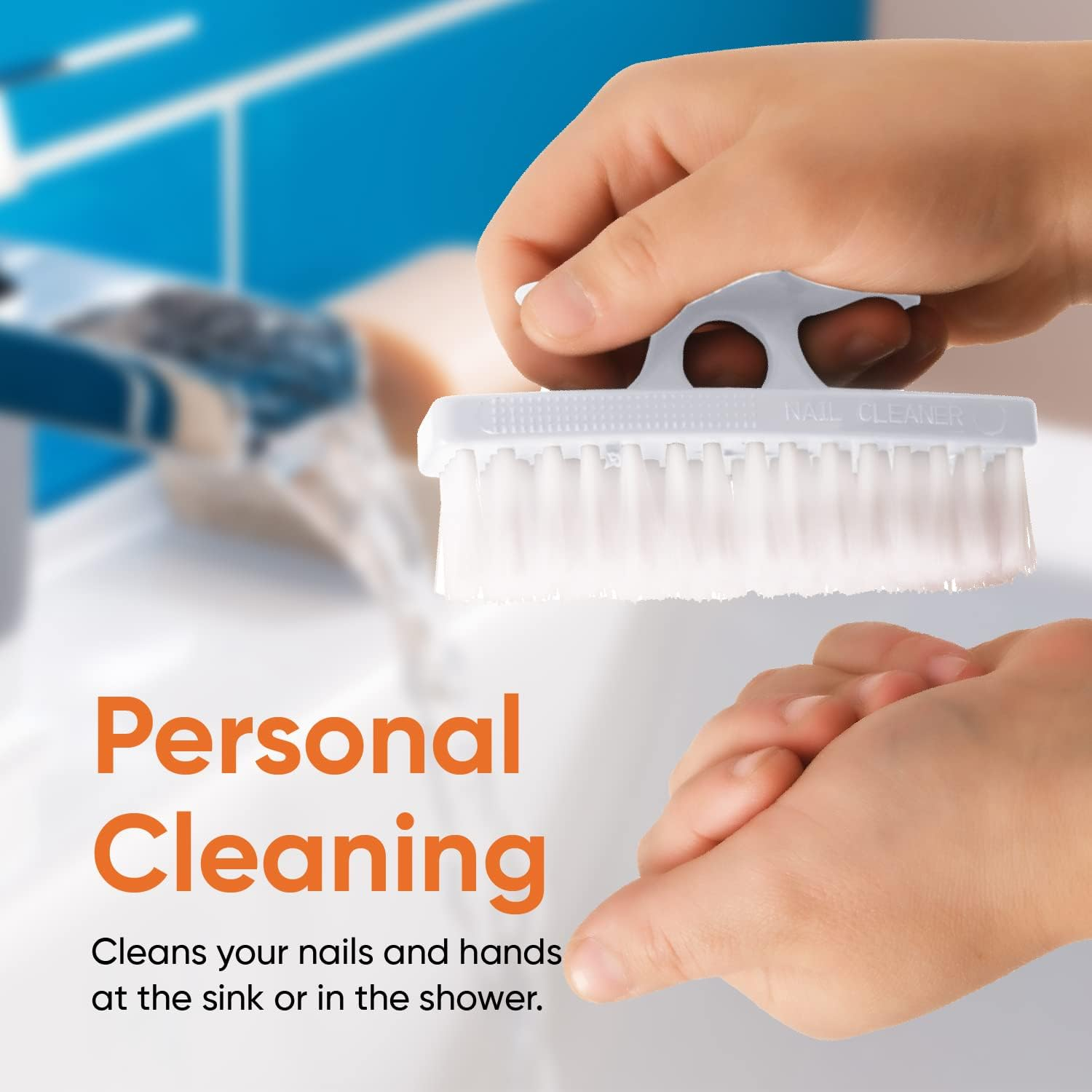 Superio Nail Brush for Cleaning Fingernails, Nail Scrubber Brush, Toe Foot Hands Fingernail Brush Cleaner- Small Scrub Brush- All-Purpose Stiff Cleaning Brush for Home, Kitchen, Work, (2, White) image number 1