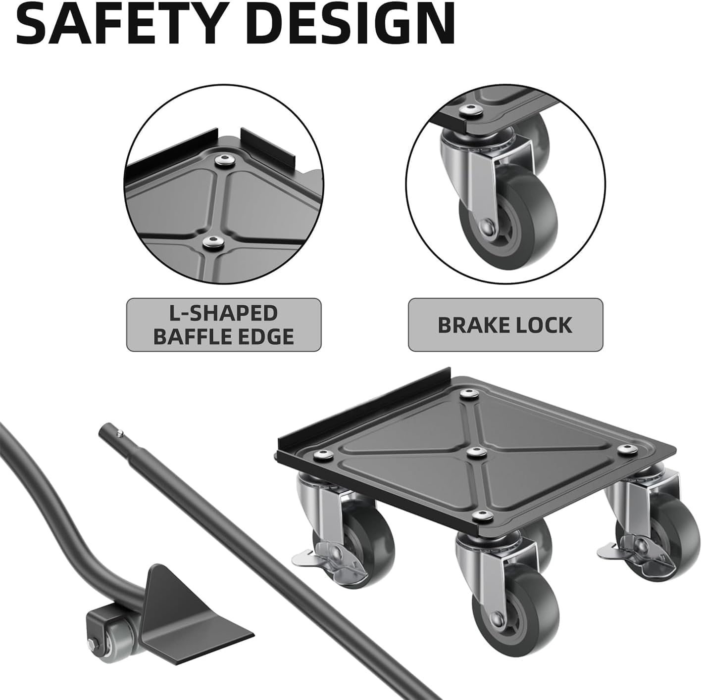 Furniture Dolly,Furniture Mover Pro Set,Furniture Lifter with 5 360&deg; Rotatable Rubber Universal Wheels，Carbon Steel Panel Furniture Movers，Maximum Load 2000LBS. image number 3