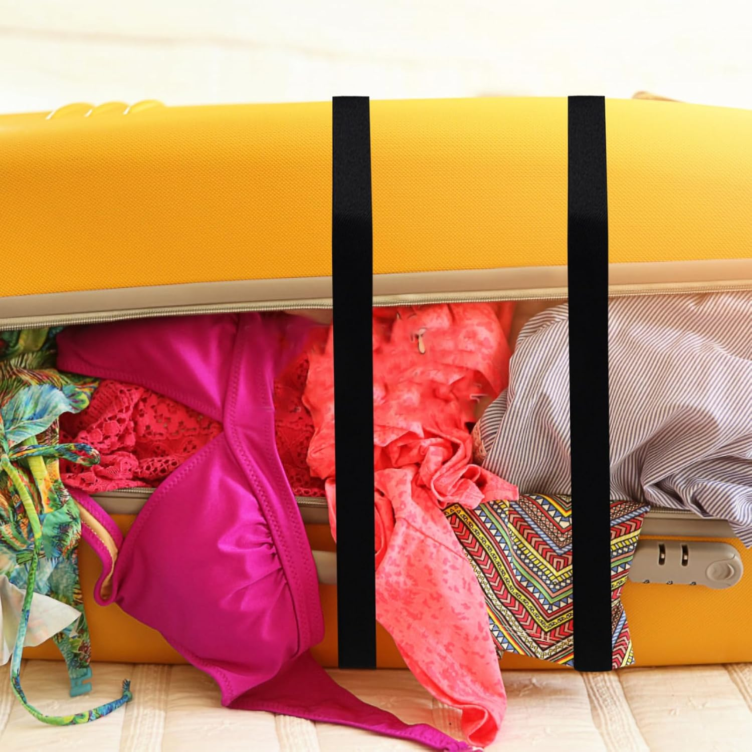 Healvian 2Pcs Elastic Luggage Straps for Suitcases Secure Travel Belt Buckle Packing Straps image number 2