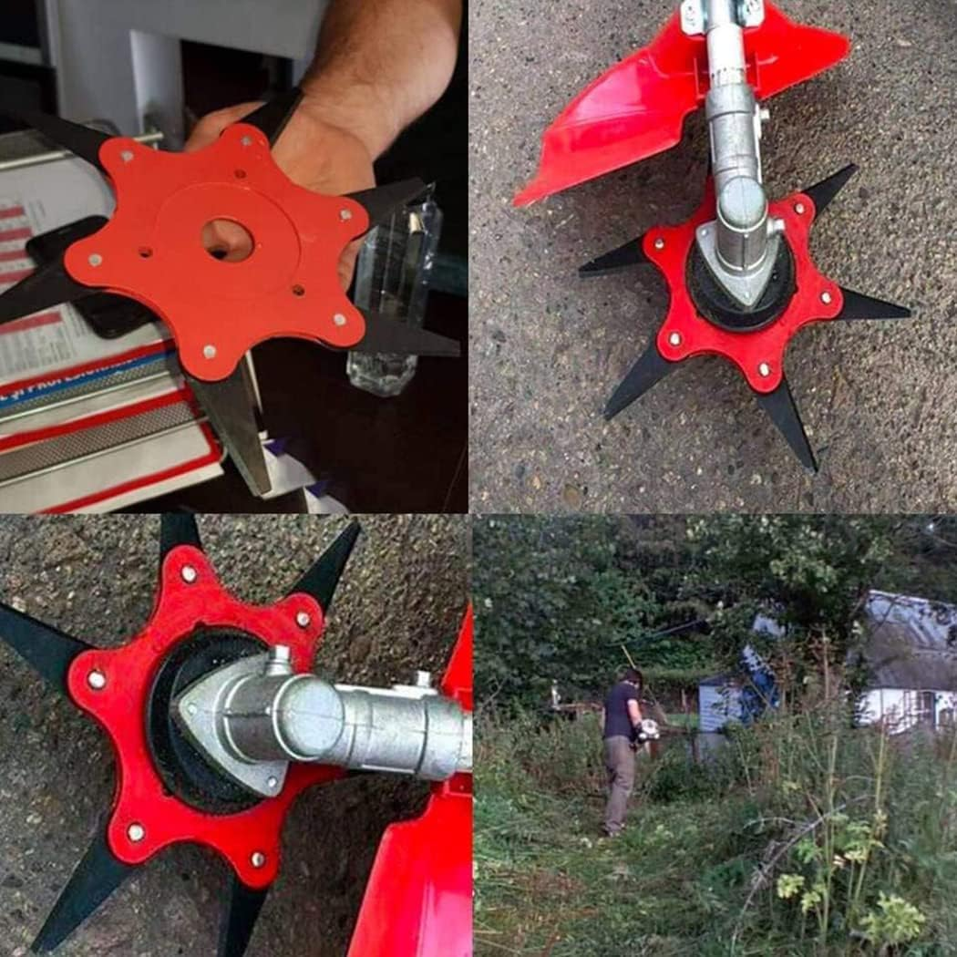 Tivddikun Brush Cutter Blades, 10 Inch 6 Steel Razors Trimmer Head & 3Teeth Weed Eater Blade with Adapter Kit for Brush Cutter, Trimmer and Weed Eater
