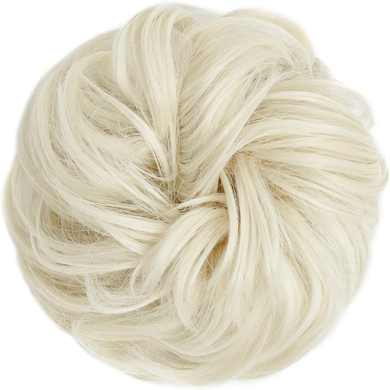 Yamel Messy Bun Hair Pieces for Women Hair Bun Extension Platinum Blonde Updo Curly Messy Bun Scrunchie - Ash Brown (Claw Clip) image number 3