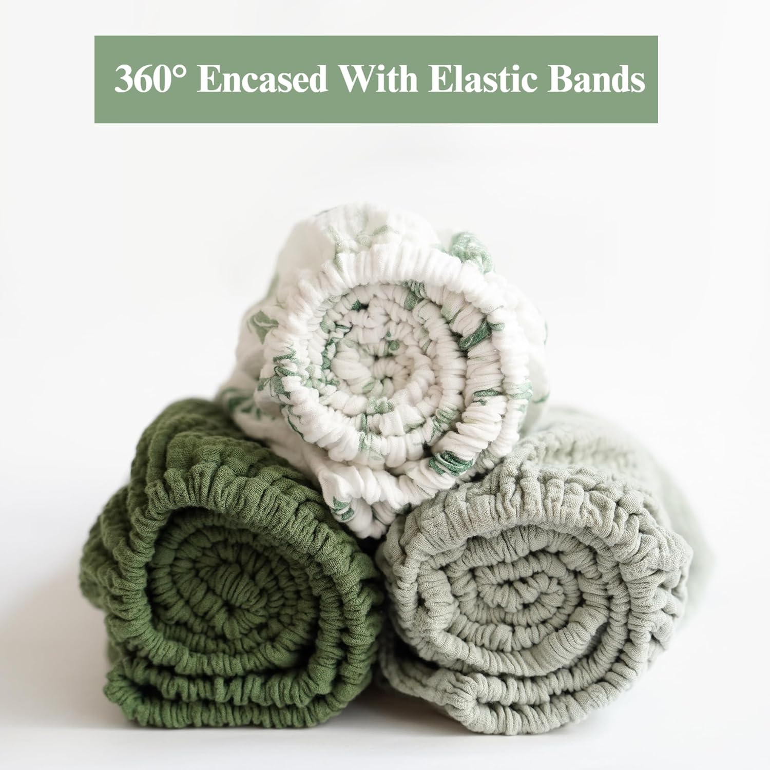 3 Pack Muslin Changing Pad Covers for Girl, Boy, 100% Soft Cotton Changing Table Cover, Breathable Baby Nursery Diaper Chang Pad Sheets (Leaf) image number 5