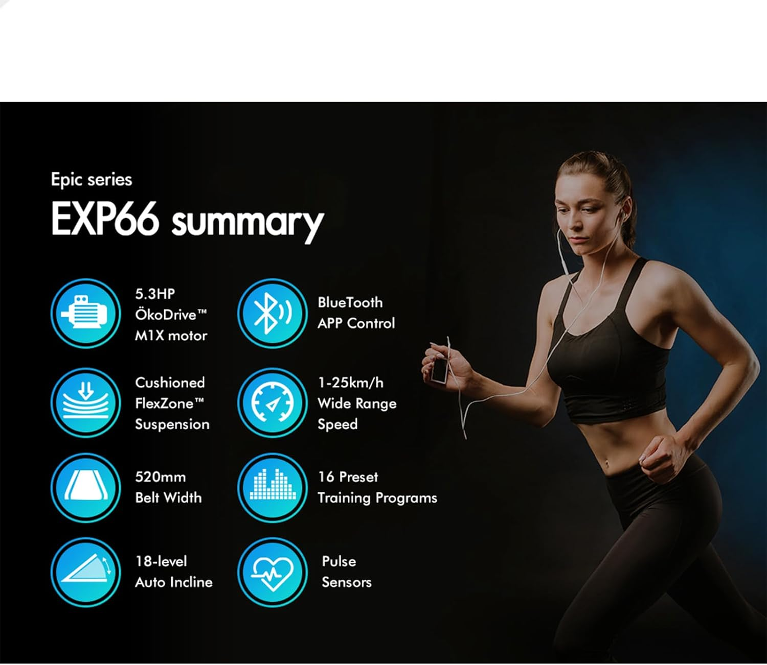 BLACK LORD Treadmill Foldable Running Machine Auto Incline Fitness Equipment 5.3 HP Electric Exercise Walking Jogging Hiking Cardio Aerobic Trainer Home Gym Office Commercial (EXP66 Epic Series) image number 5