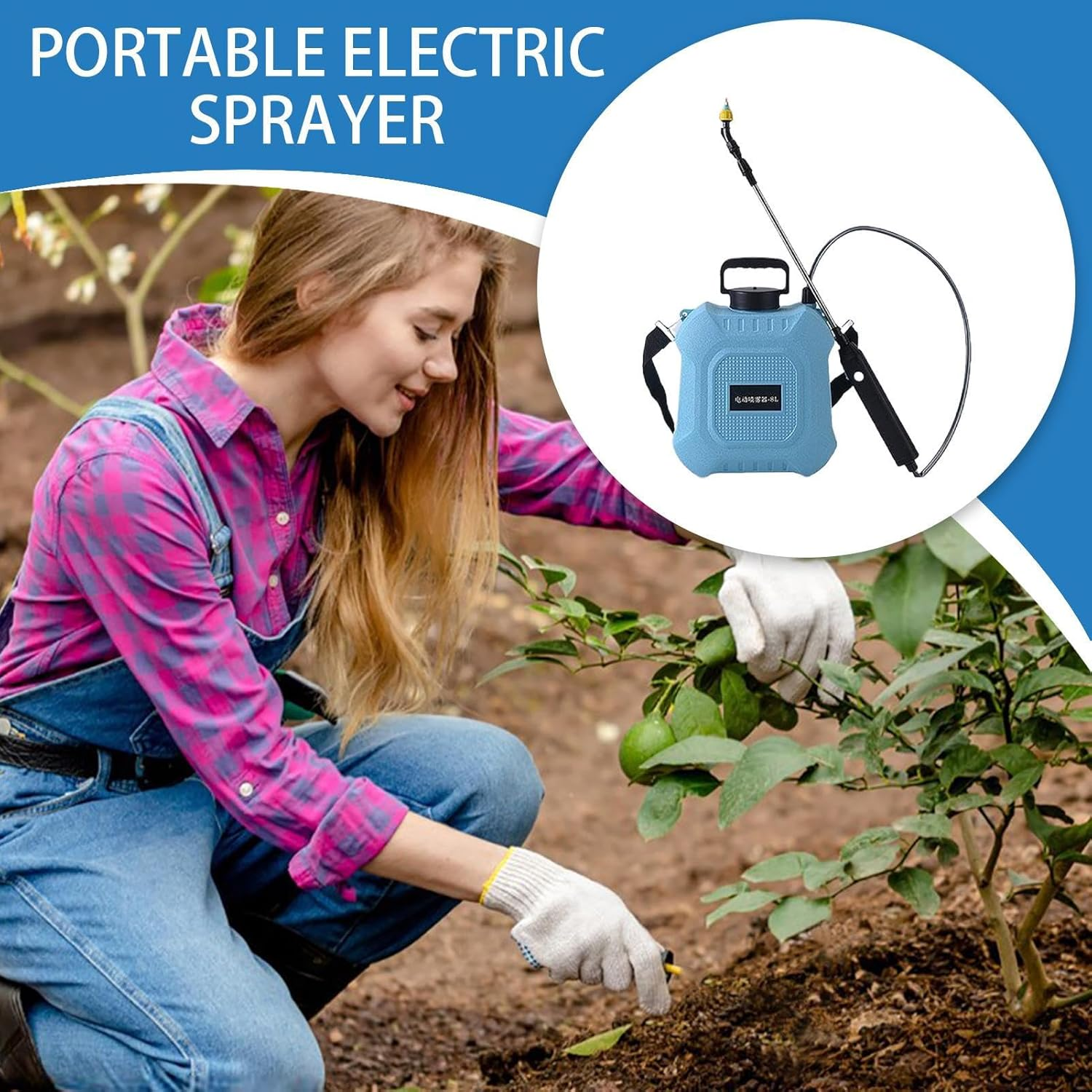 Electric Backpack Sprayer - Type-C Electric Portable Water Sprayer | Home & Gardening Supplies with 3 Nozzles for Farm Home Yard Vegetable Flower Care Indoor Fertilizing Greenhouse Agricultural - 8L image number 5