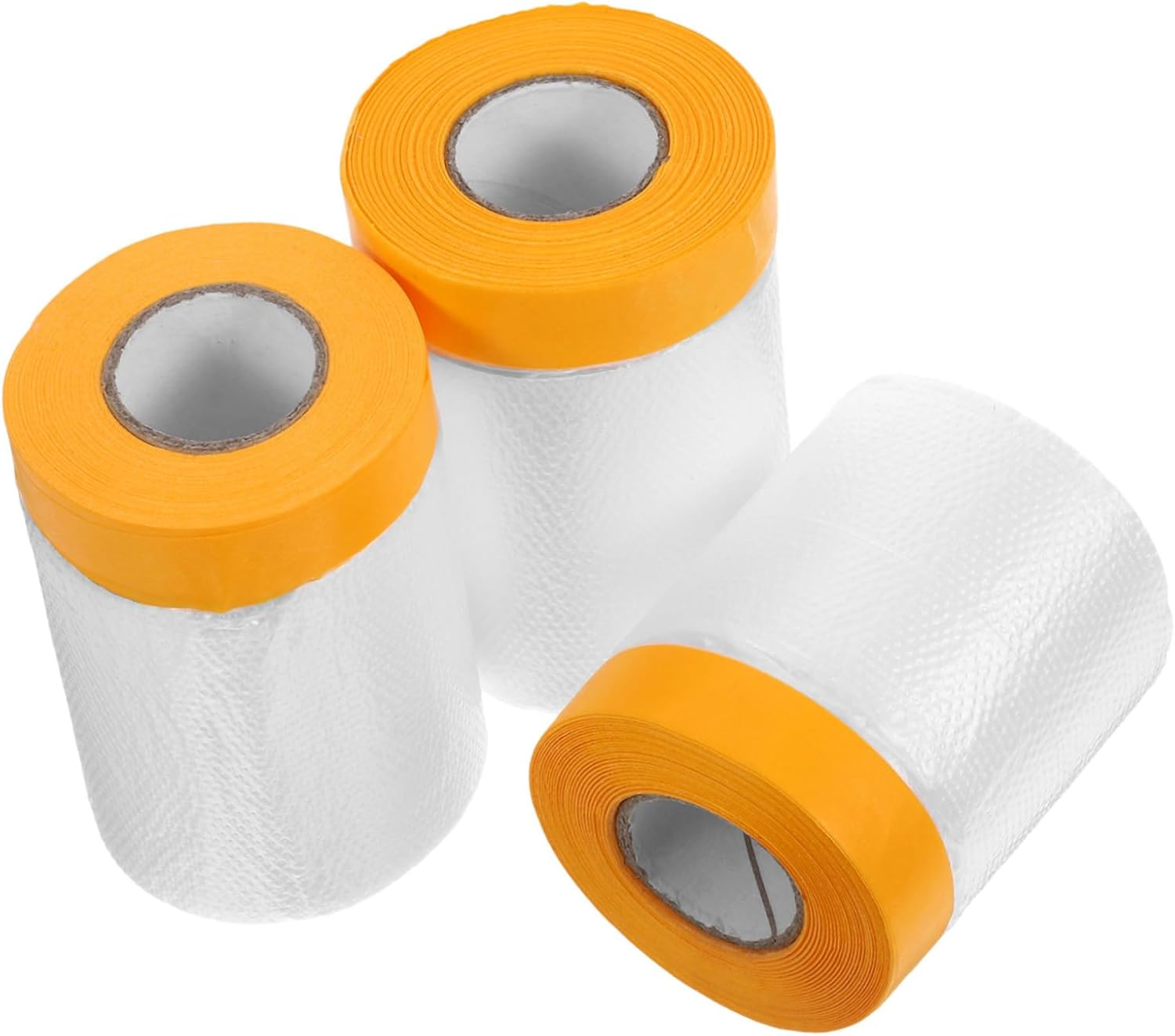 3 Rolls Masking Tape Pre-Taped Paint Protection Film, Dustproof Plastic Sheeting Adhesive for Furniture, Automotive, Wall Covering, 30Cm 40Cm 55Cm Each image number 3