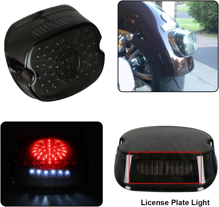 MOVOTOR Led Tail Light LED Brake Turn Signal Rear Light Low Profile Smoked Taillights Compatible with Harley Davidson Dyna Sportster 883 1200 Road King image number 5