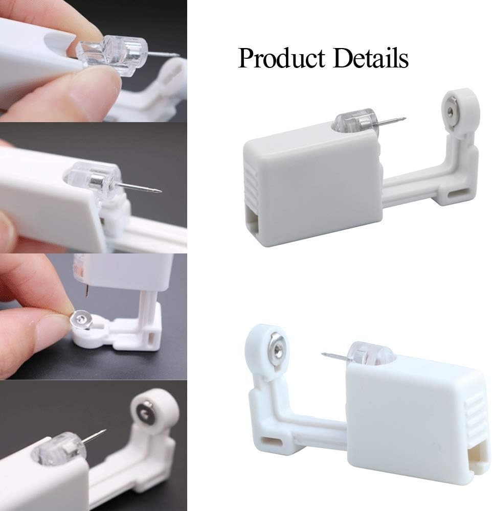 Nose Piercing Gun - Kiragrace 2 Pack Self Nose Piercing Kit Unit Disposable Nose Piercing Gun with Nose Stud Piercing Kit Tool for Cartilage Tragus Helix Piercing Gun Piercing Jewelry (Silver), image number 1