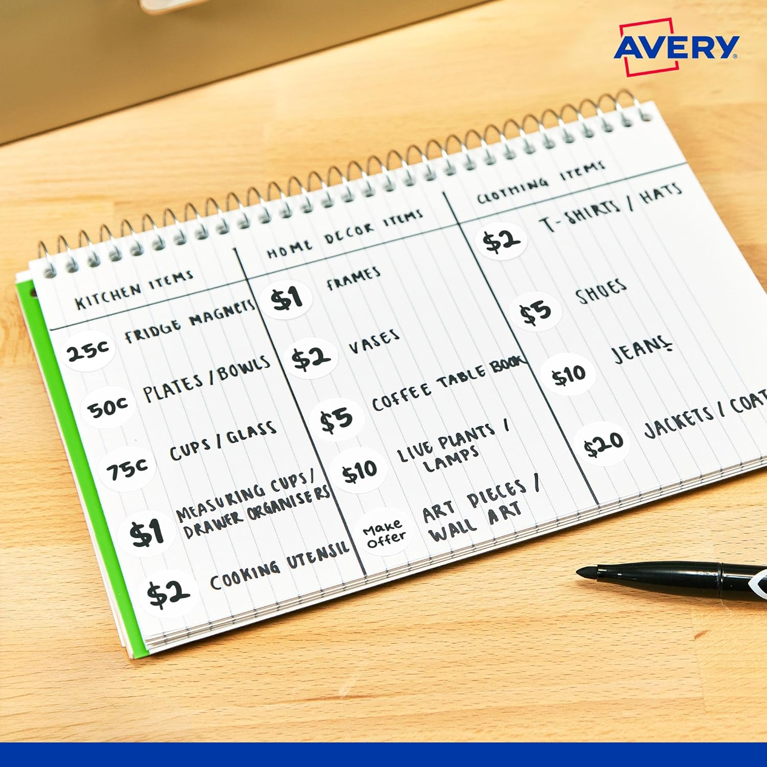 Avery round Dispenser Labels - Removable Price Stickers - Identification Labels - Office Supplies - White, 24 Mm, 550 Labels / 1 Roll (937202)