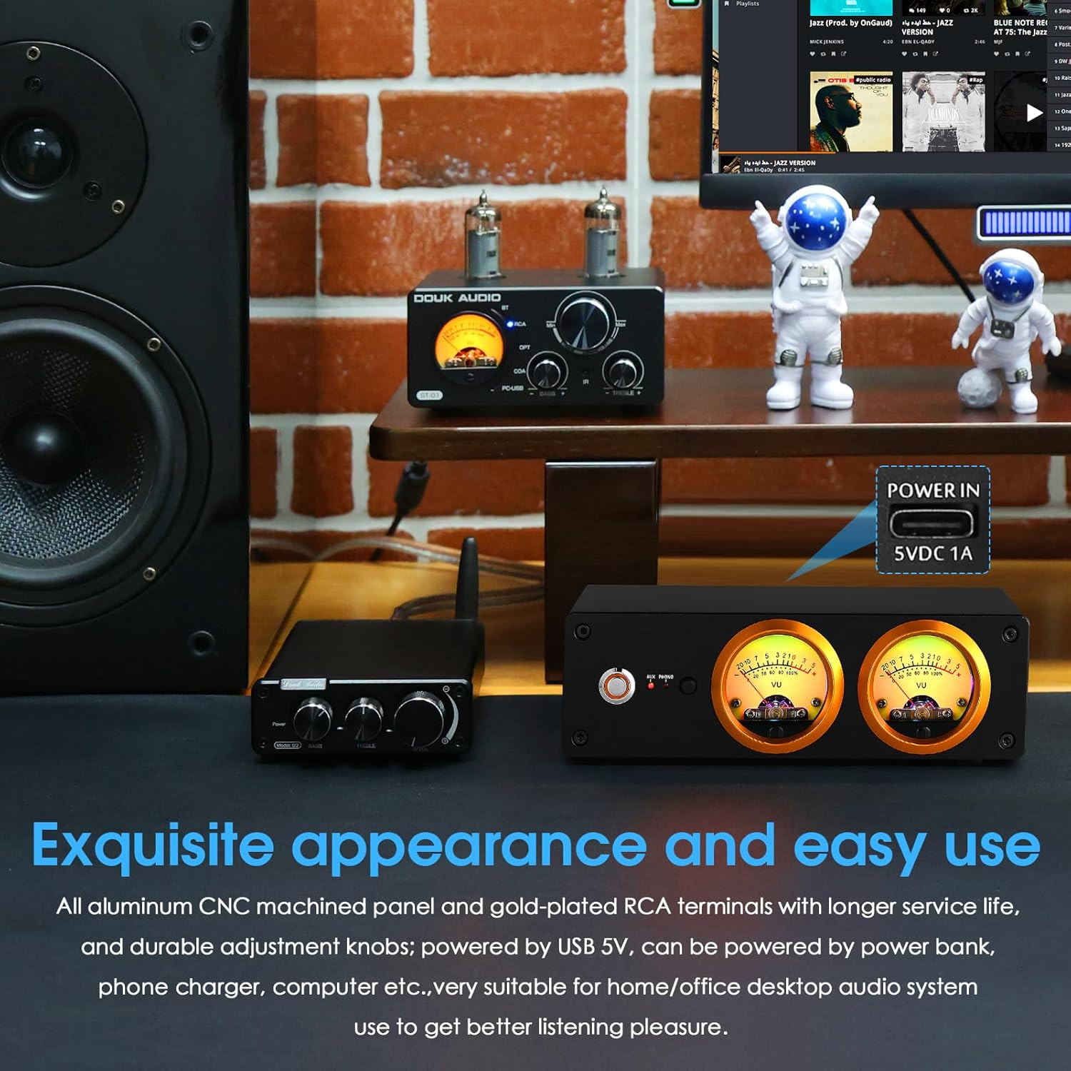 Douk Audio T13 Phono Preamp for MM Turntables Stereo Desktop Headphone Amplifier VU Meter image number 6