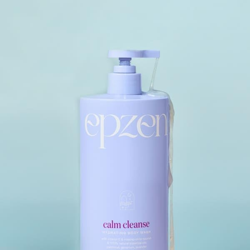 Epzen Calm Cleanse Hydrating Body Wash Shower Gel - Organic Body Wash with Rosehip Oil & Vitamin E, Moisturising Daily Cleanser for Excess Oil & Grime Removal - 750Ml