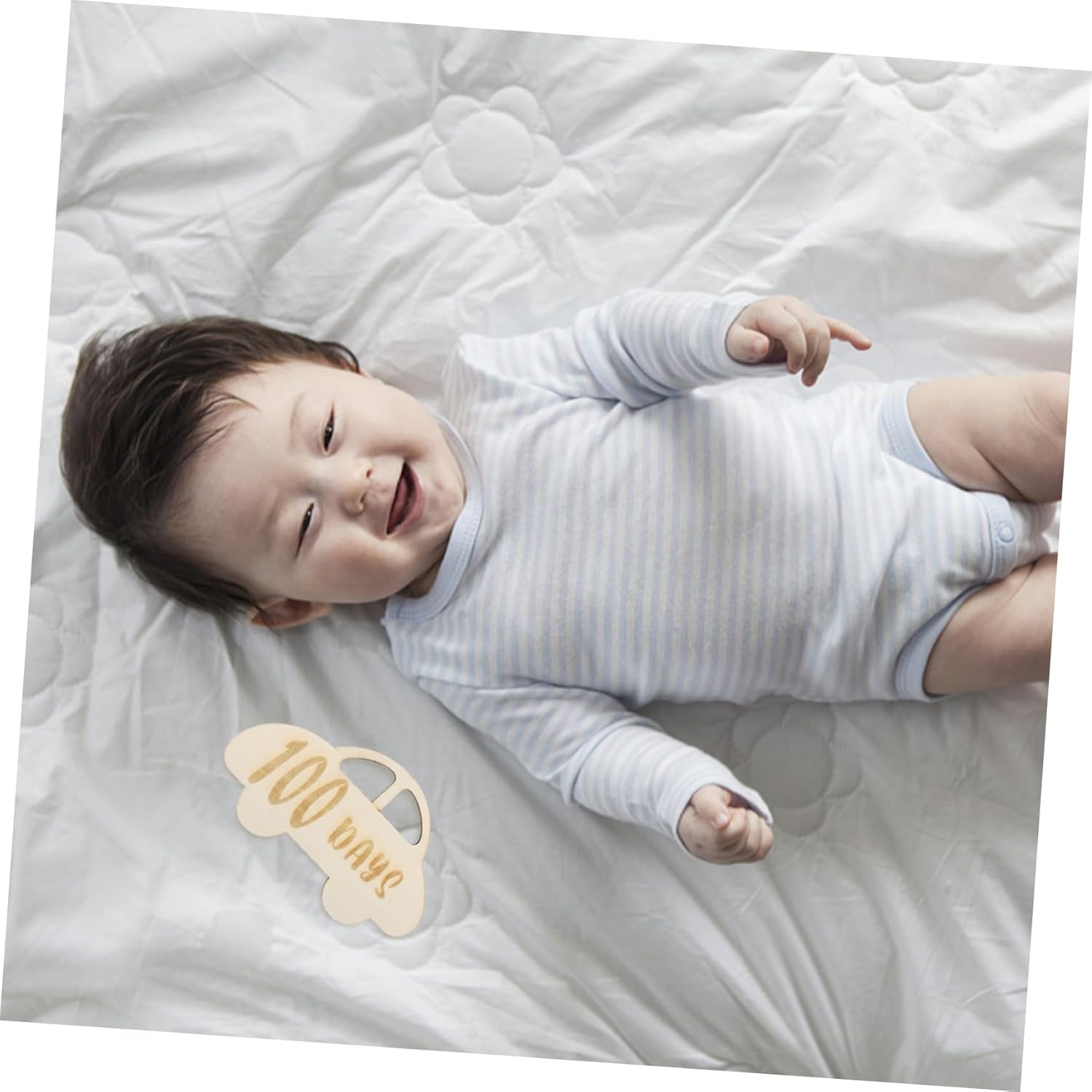 SHINEOFI Wooden Milestone Card Days Newborn Growth Marker Natural Wood Material Decorative Photo Prop for Development Celebration image number 6