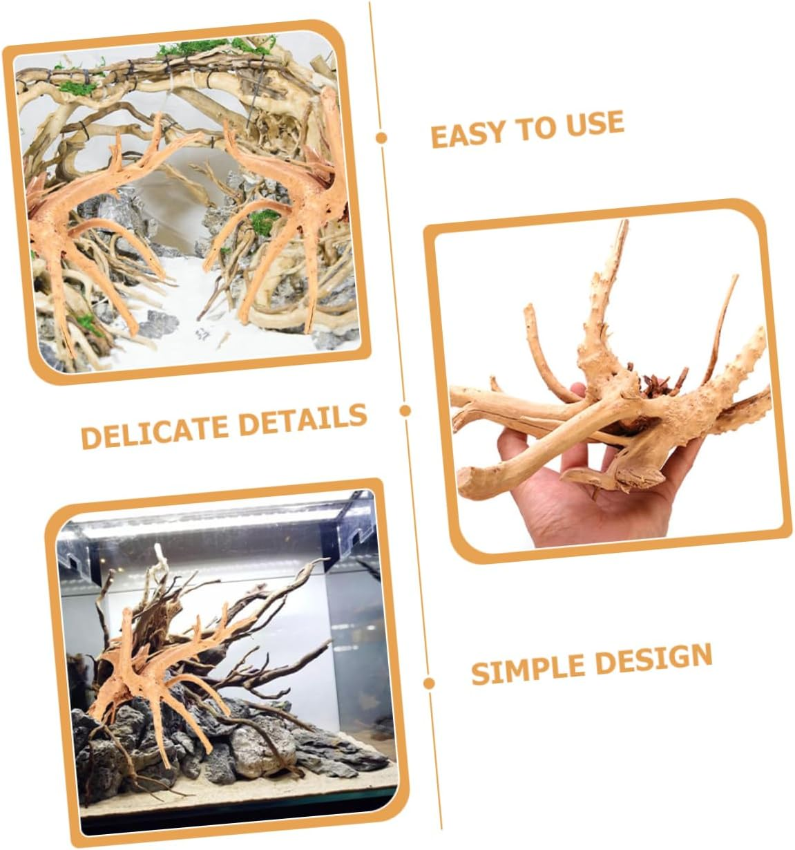 TOGEVAL 2Pcs Natural Driftwood Aquarium Decor Reptile Tank Wood Ornament for Fish Tanks Aquatic Beauty Easy to Install Versatile Aquarium and Reptile Decoration image number 3