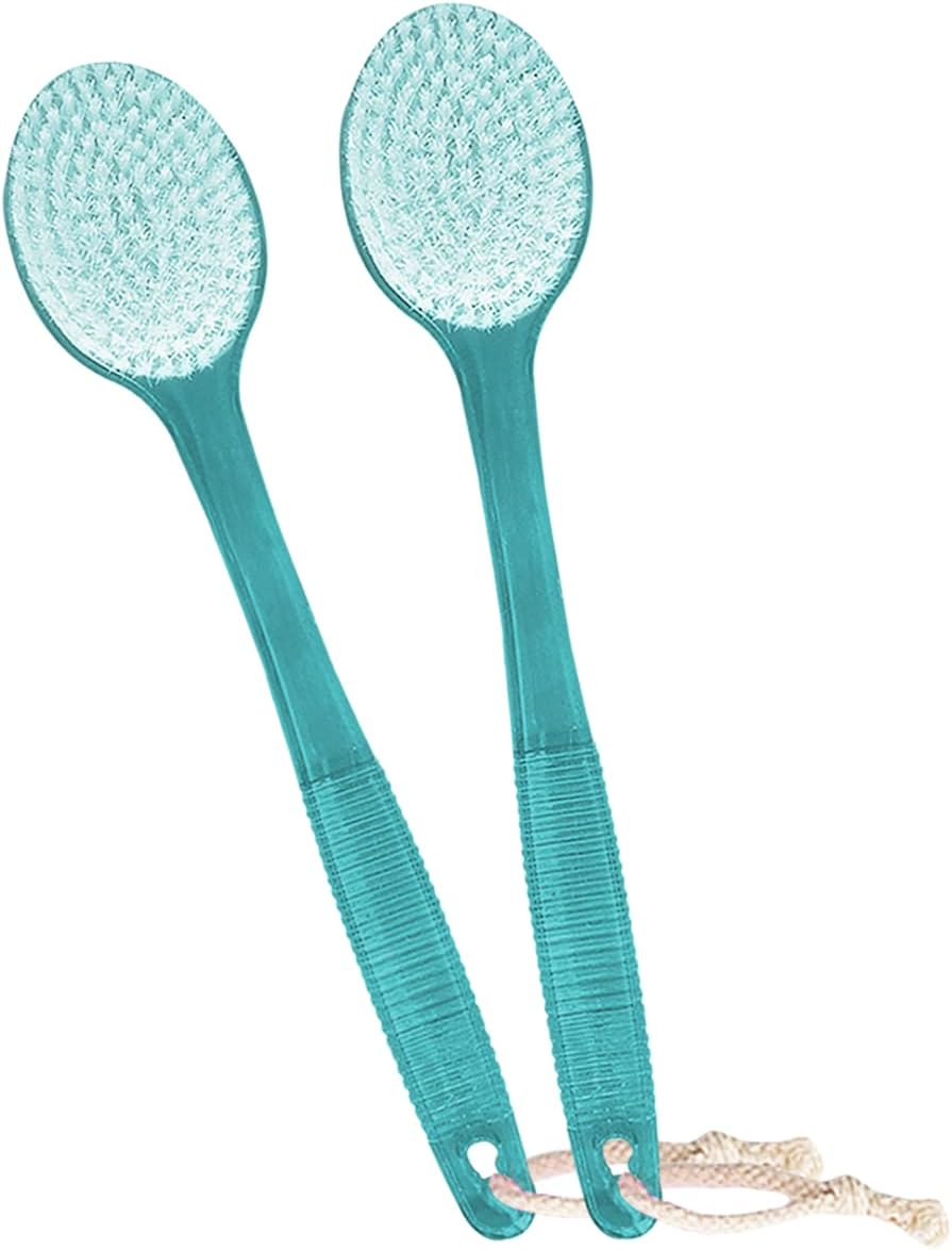 AMERWASH plus Bath Body Brush for Shower, 14 Inches Long Handle, 2 Packs Bath Scrubber Skin Exfoliation Bath Shower Body Brushing Pink