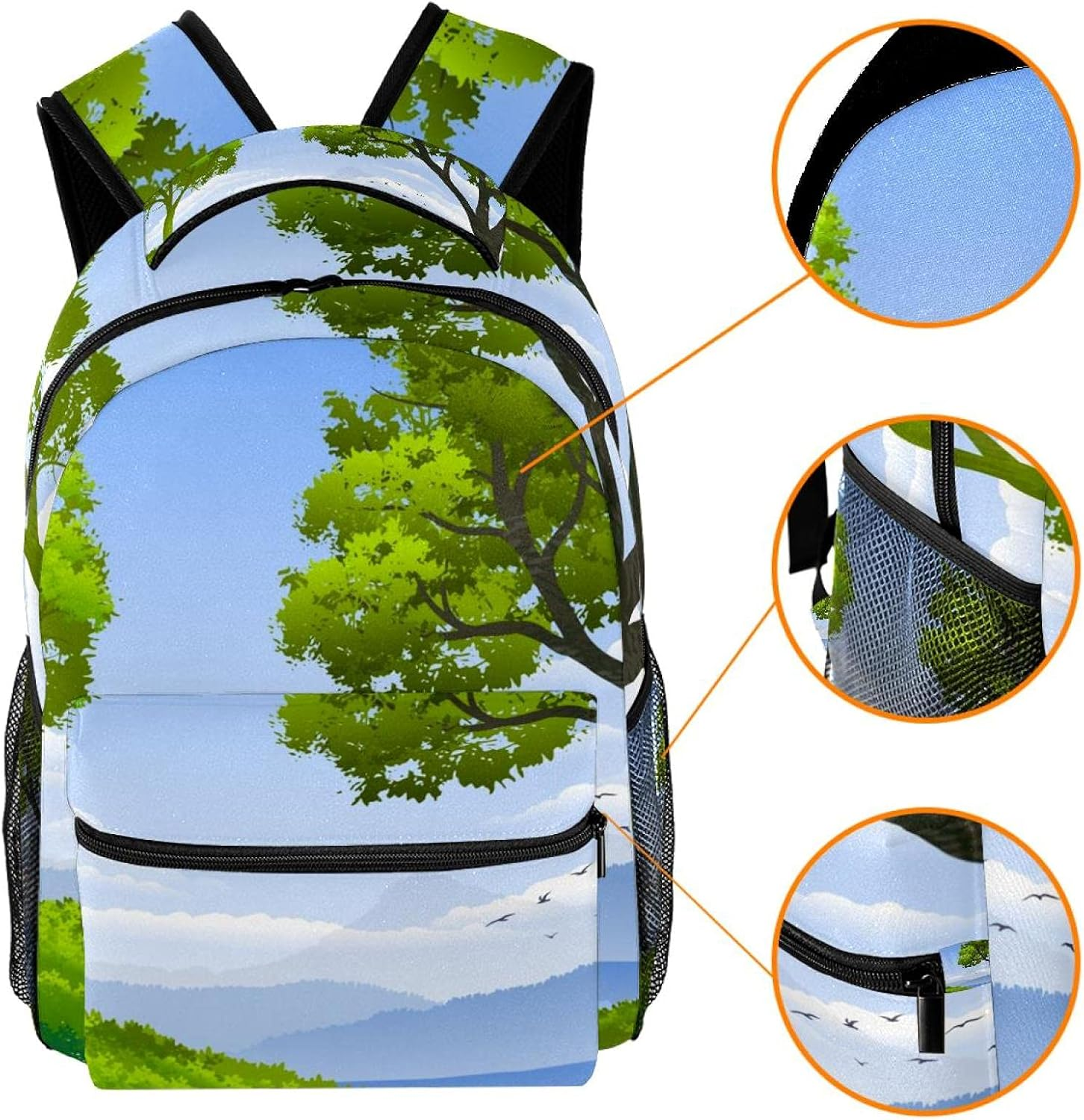 Hill Path Trees Deer Animals Backpack Students Shoulder Bags Travel Bag College School Tote Backpacks image number 4
