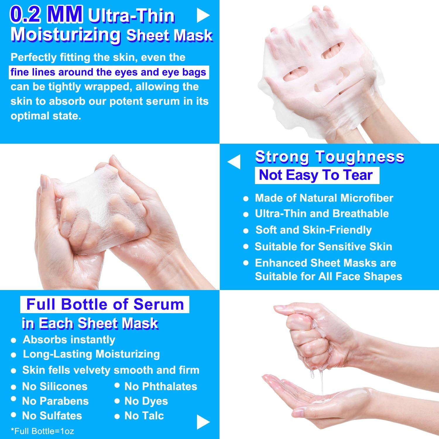 MISSEDSEN Hyaluronic Acid and Collagen Sheet Mask, Hydrating and Firming Face Mask, 5 Pack image number 1