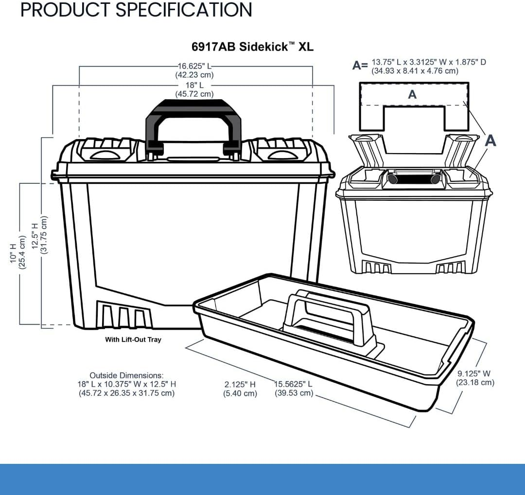 Artbin 6917AB Sidekick XL Carrying Case, Portable Art & Craft Organizer with Handle, [1] Plastic Storage Case, Black image number 6