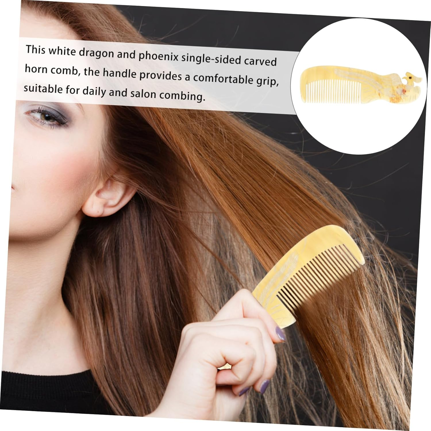 MUSISALY Natural Horn Hair Comb Smooth Edges Massage Tool Lightweight Portable Hair Styling Accessory for Home and Salon Use Random Color image number 2
