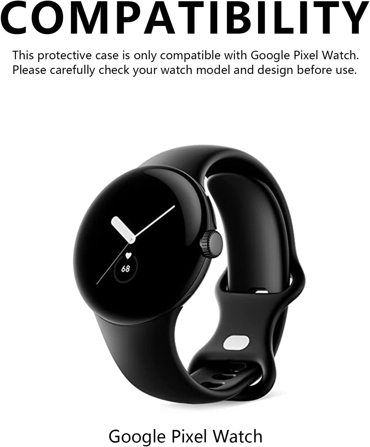 2 Pack ZANZER Hard Case Compatible for Google Pixel Watch 2/Pixel Watch 1 with Tempered Glass Screen Protector, Full Cover Hard PC Slim Scratch Resistant Bumper Cover for Google Black+Black image number 3