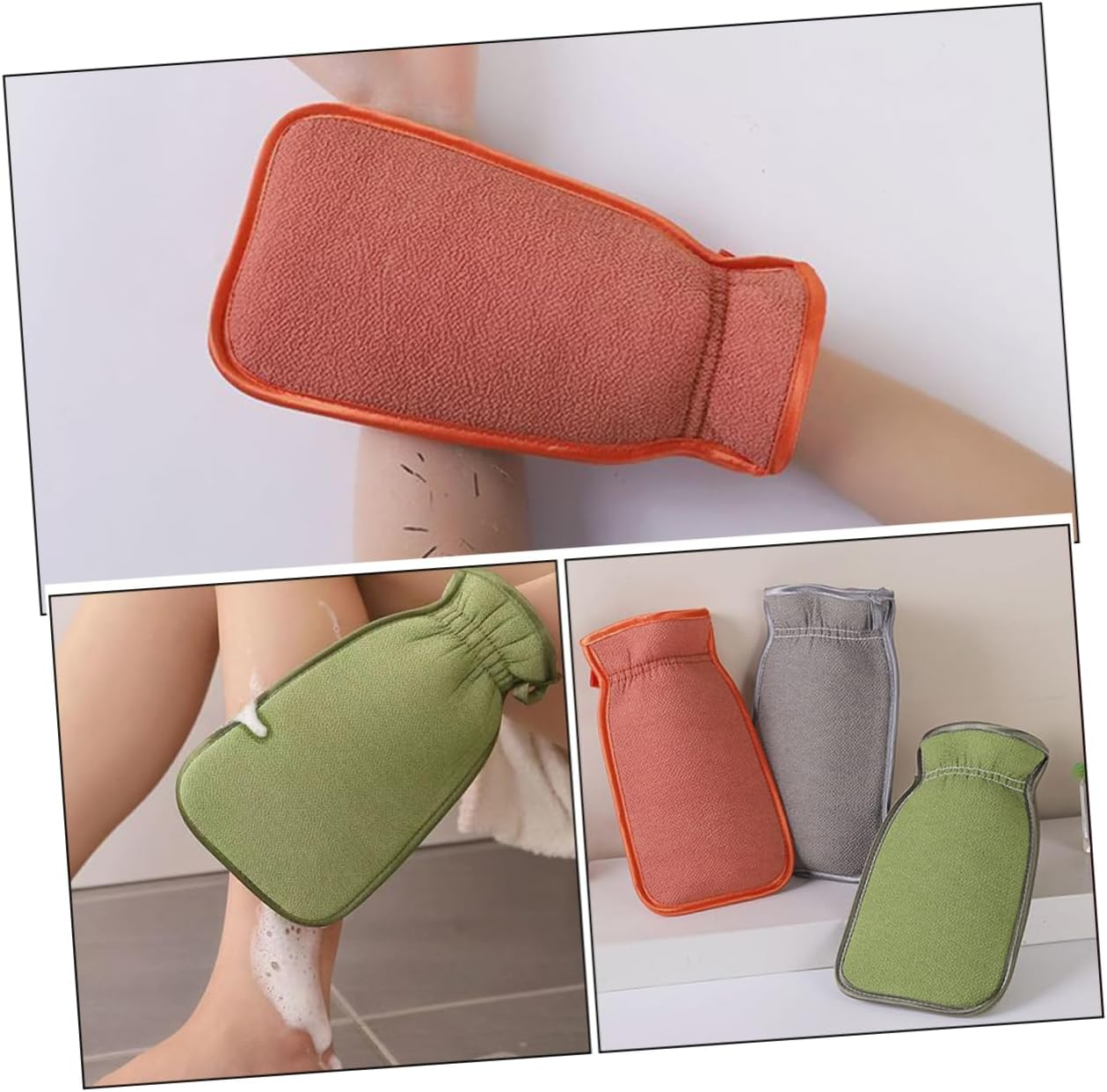 SHERCHPRY 3Pcs Thickened Scrub Sponge Gloves Double-Sided Exfoliating Bath Gloves for Deep Cleansing Body Exfoliator Mitts image number 1