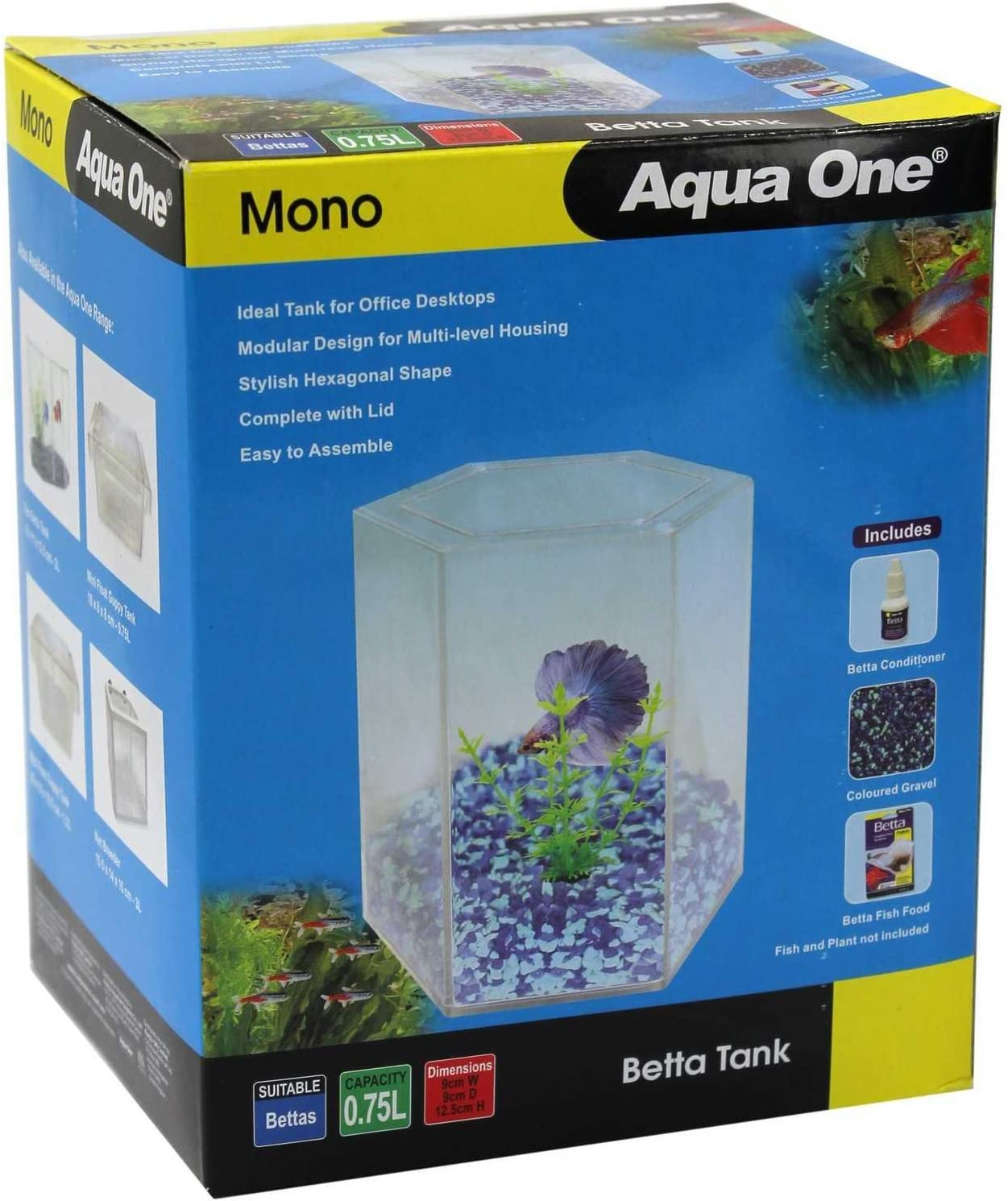 Mono Betta Tank Aquarium 56121 Fish Tank Aqua One Setup All in One Modular image number 1