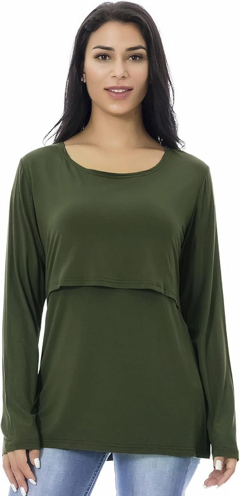 Smallshow Women'S Nursing Tops Short Sleeve Shirts for Breastfeeding 3-Pack image number 3