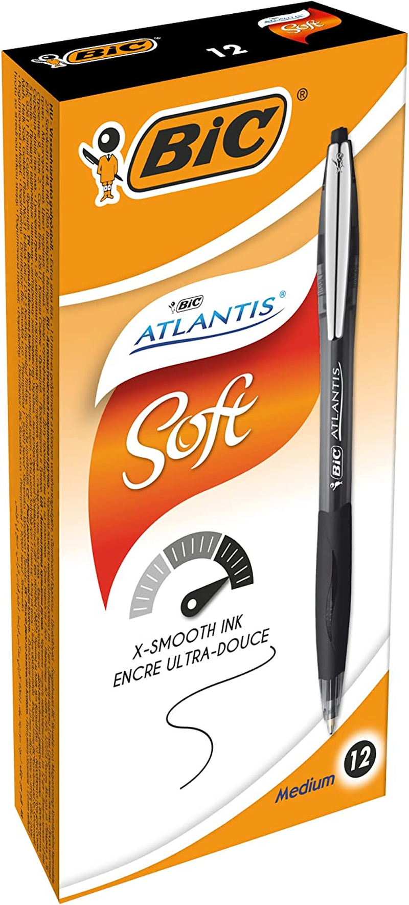 BIC Atlantis Classic Retractable Ball Pens - Box of 12- Black Colour- Medium Point (1.0 Mm) - Soft Rubber Grip image number 3