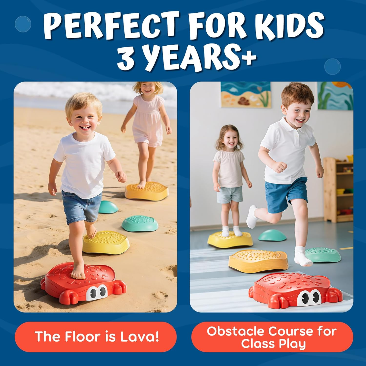 Lehoo Castle Stepping Stones for Kids, Sensory Toys Balance Board, Toddler Toys for Ages 2-5 for Boys Girls, Indoor & Outdoor Toys, Non-Slip Balance Step Stone up to 200Lbs Obstacle Course image number 3