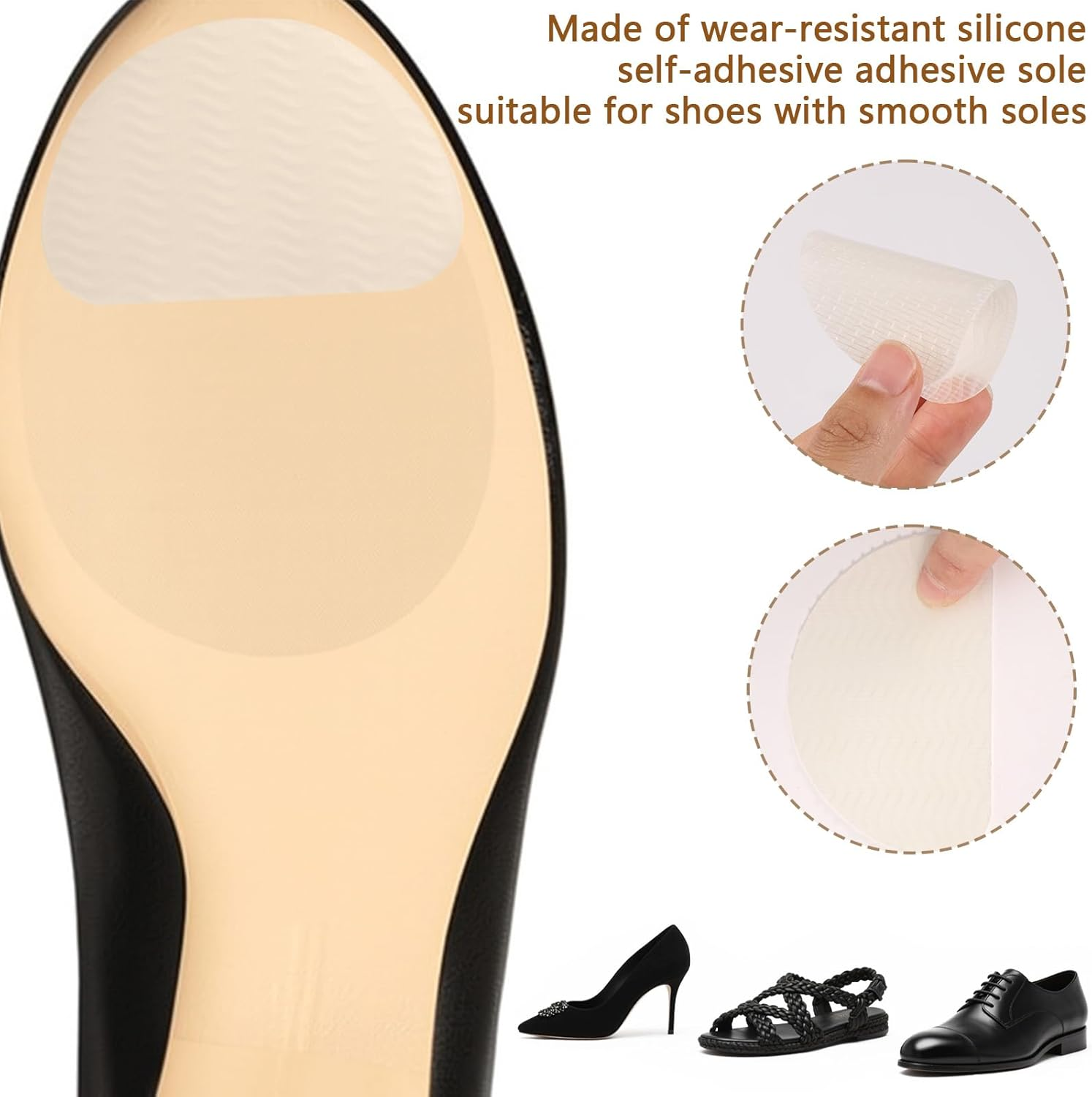 6Pcs Shoe Sole Protector, Transparent Anti-Slip Self-Adhesive Shoe Grip Sole Bottom Guard Stickers for Women High Heels image number 3