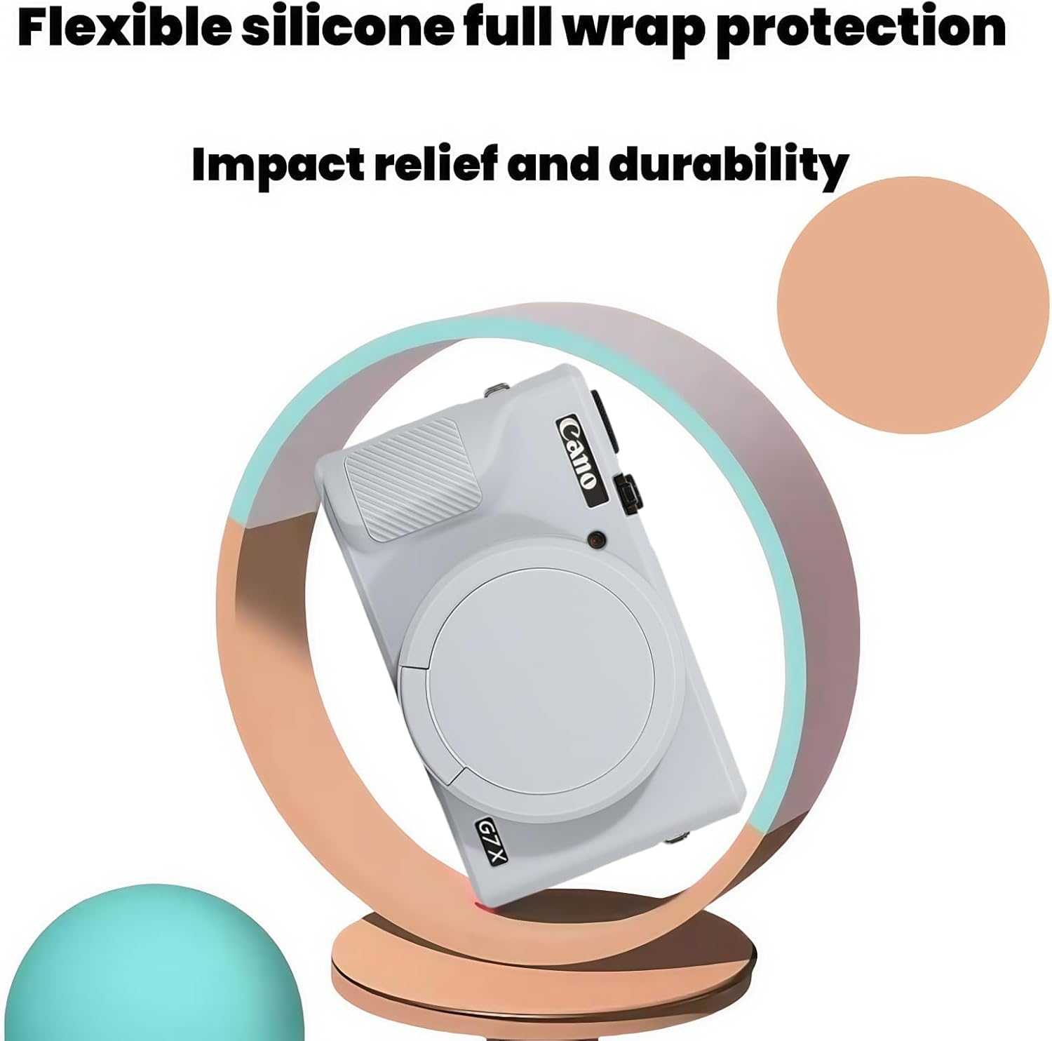 Camera Case for Canon Powershot G7 X Mark III, Soft Silicone DSLR Cover with Removable Lens Cap, Shockproof Dustproof Travel Protective Skin (Grey) image number 3