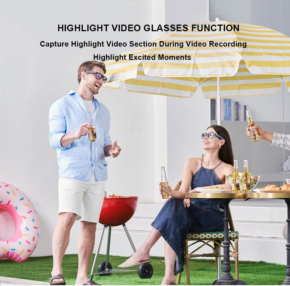 Oho Smart Glasses, Camera & Bluetooth Sunglasses with Open Ear Speaker Athletic/Outdoor Sports,Polarized UV Protection,Unisex image number 3