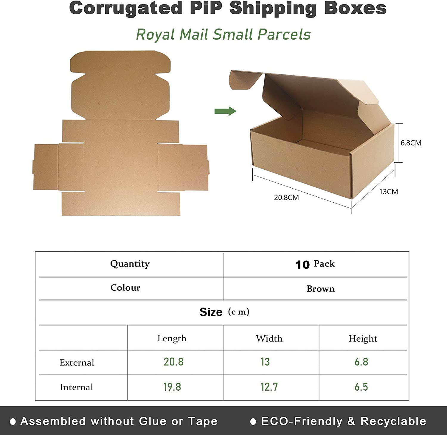 Corrugated Cardboard Small Parcel Boxes - 208X130X68Mm, Packaging Mailing Boxes for Business, Posting, Shipping or Storing (Pack of 10) image number 2